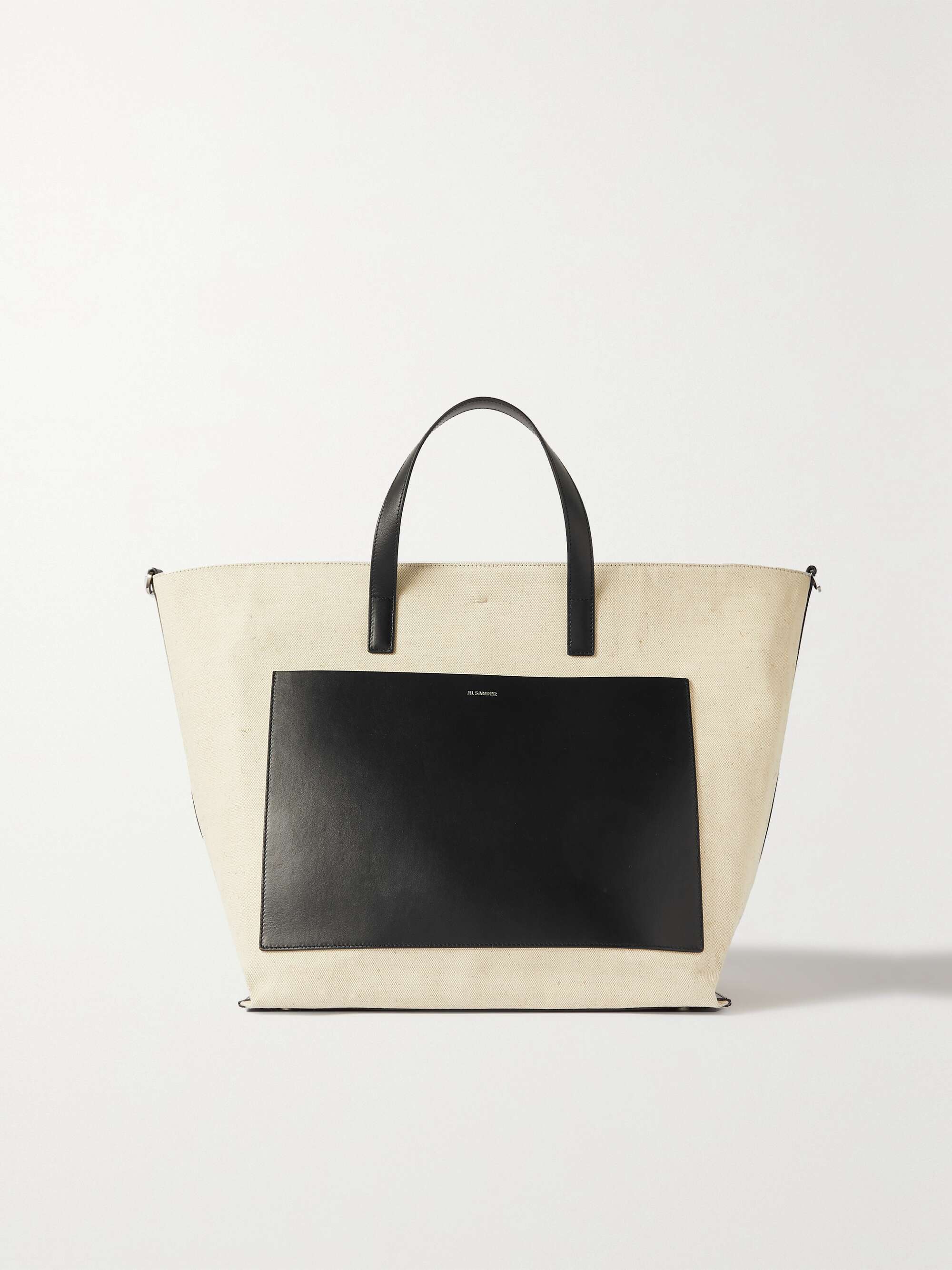JIL SANDER Medium leather-trimmed canvas tote | NET-A-PORTER