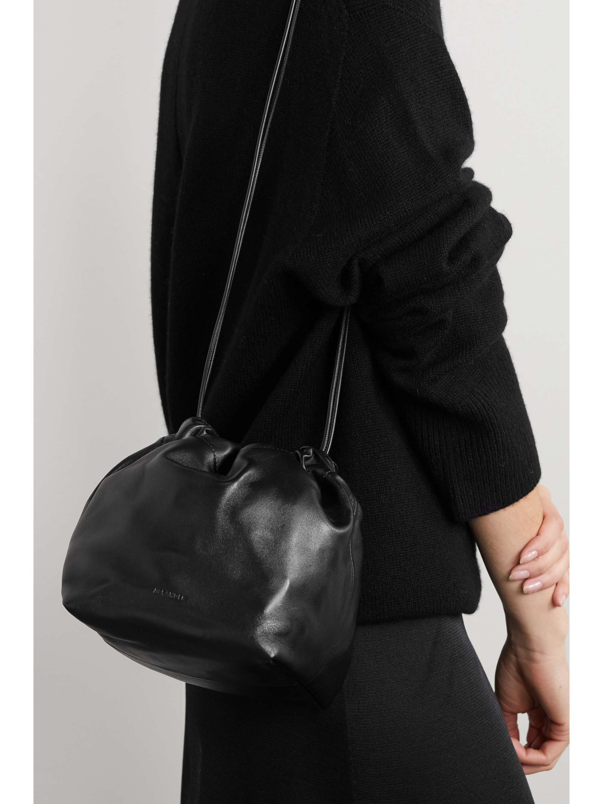 JIL SANDER Gathered leather bucket bag