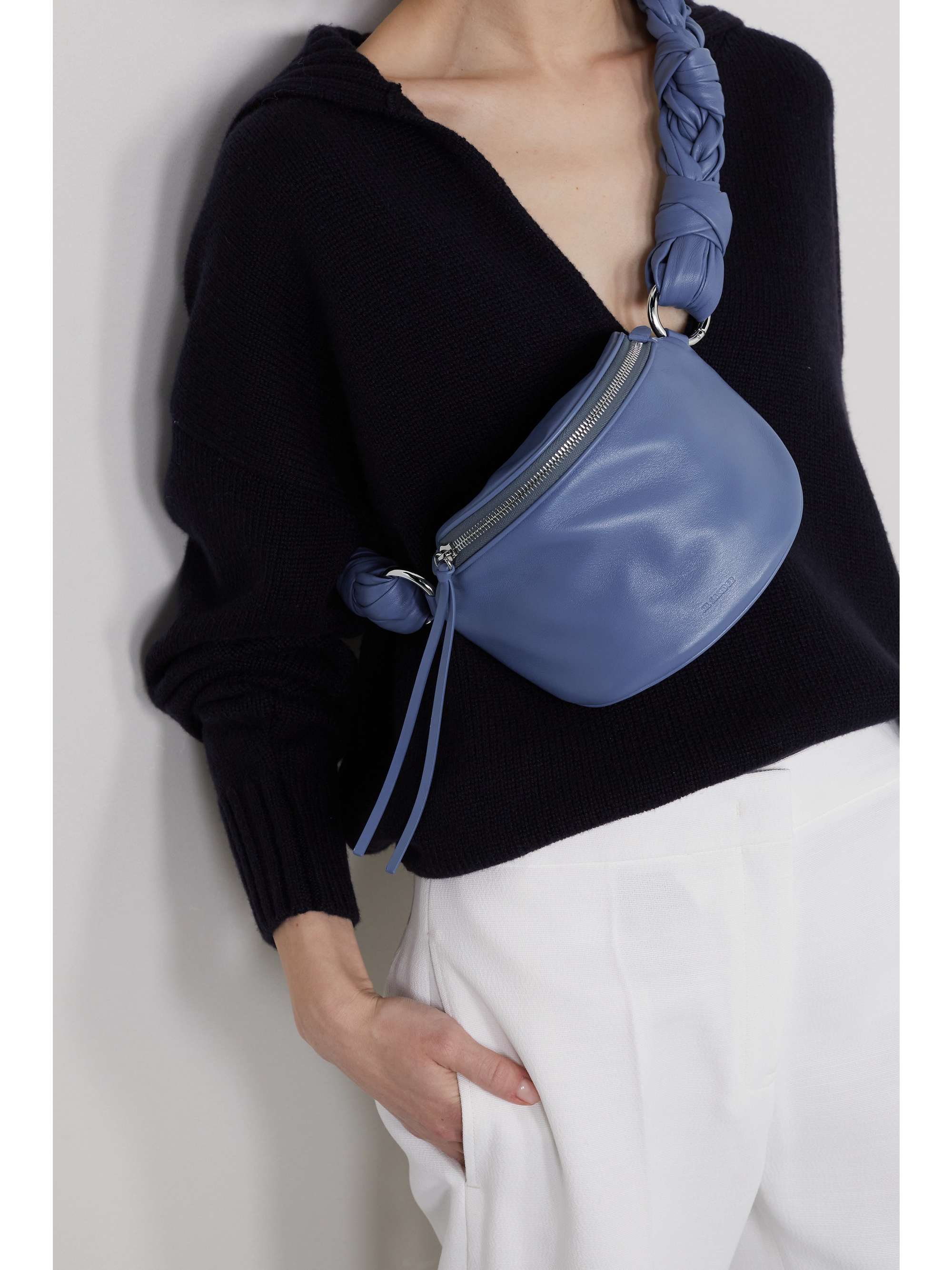 Blue Moon knotted leather belt bag 