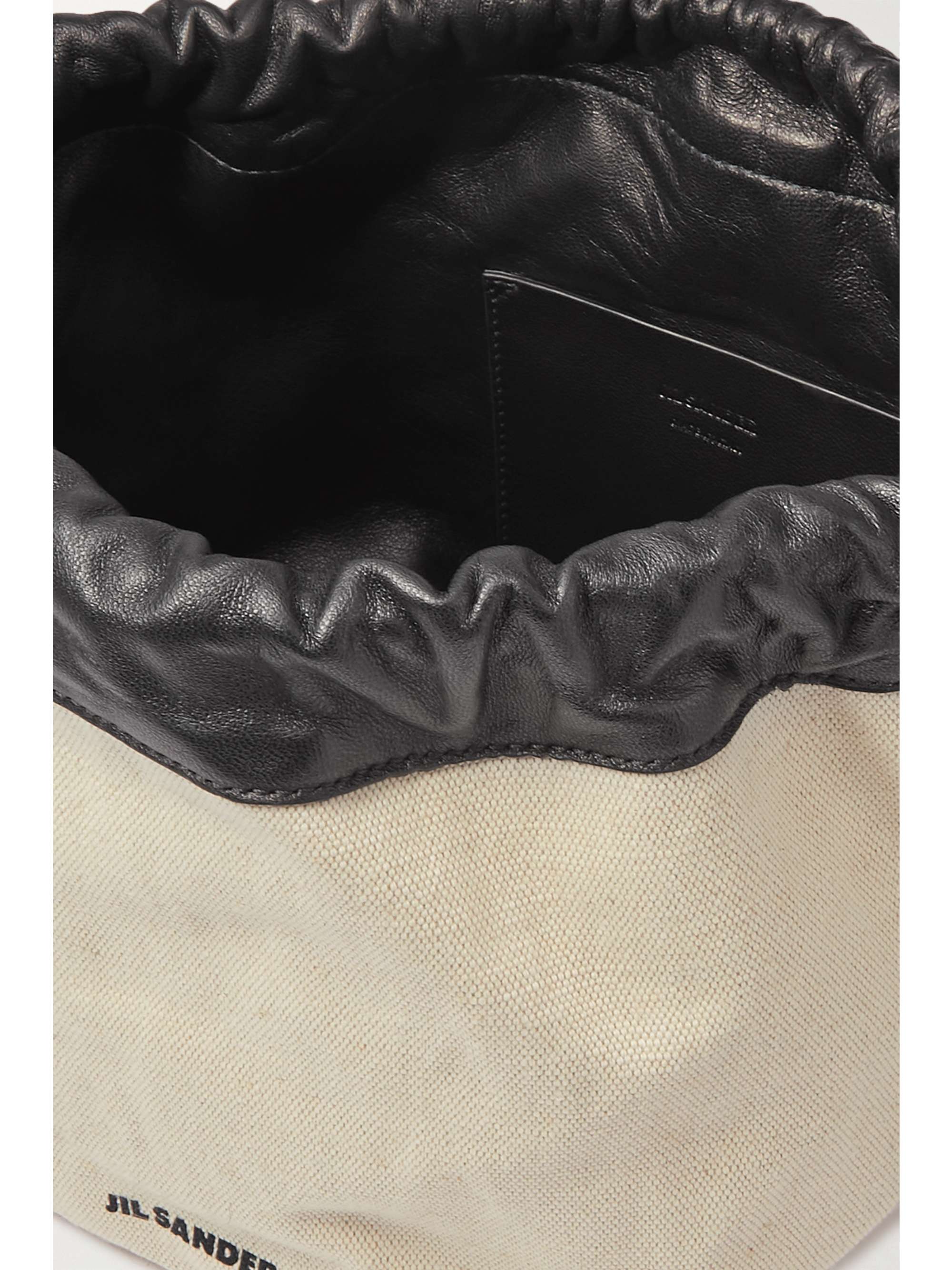 JIL SANDER Leather-trimmed canvas bucket bag