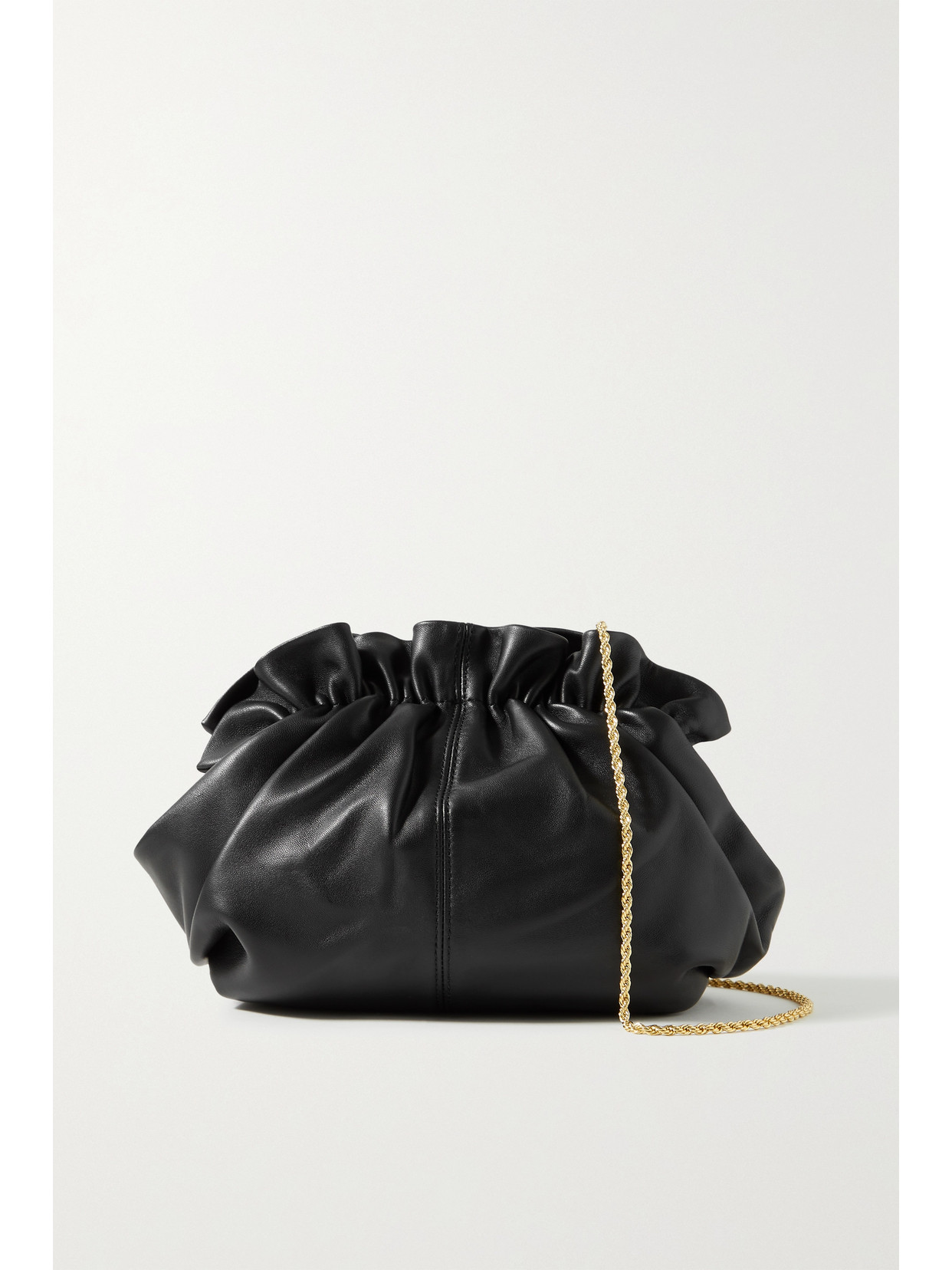 LOEFFLER RANDALL WILLA MINI RUCHED LEATHER CLUTCH