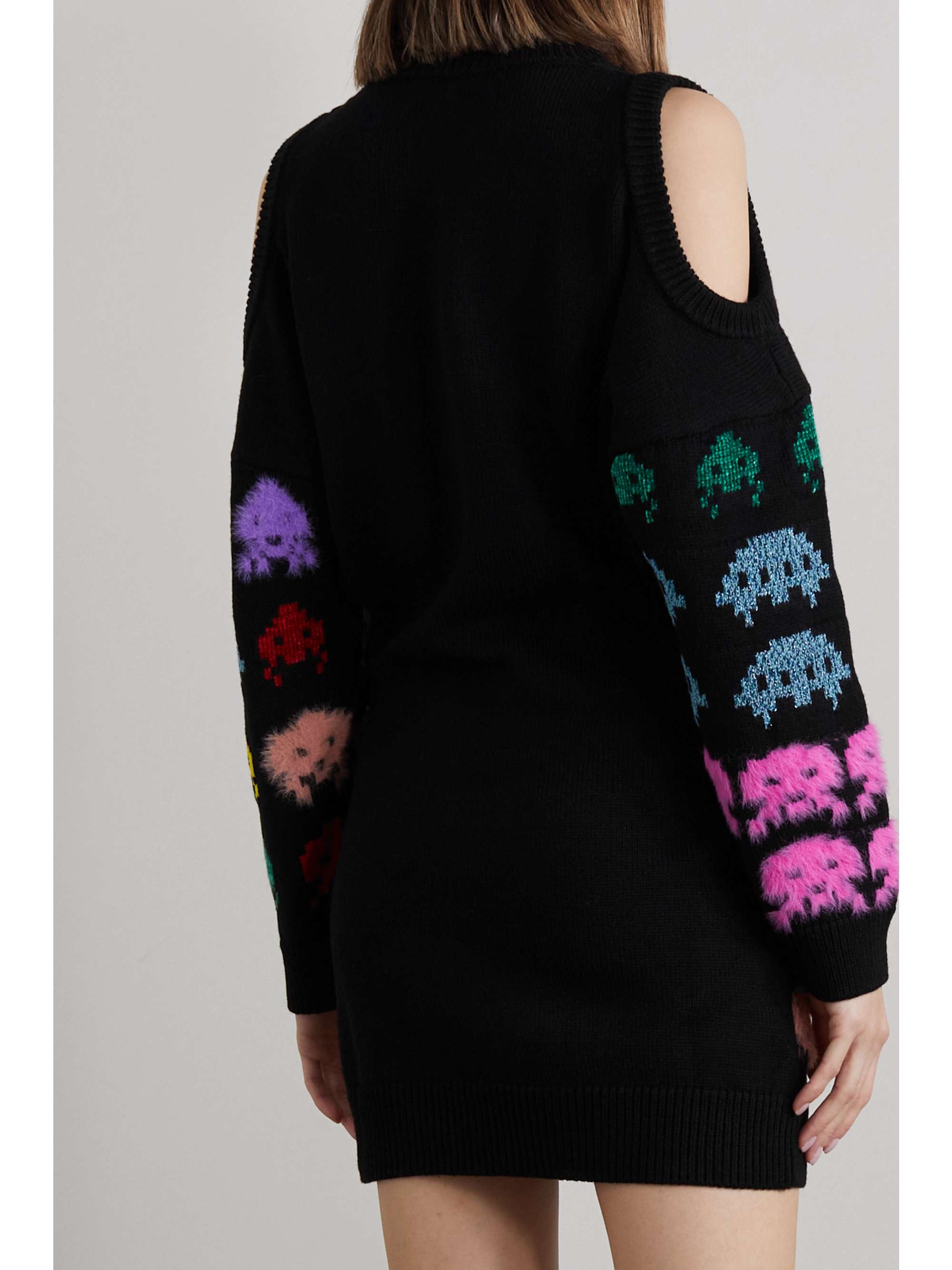STELLA MCCARTNEY Game On cold-shoulder cutout intarsia-knit mini dress