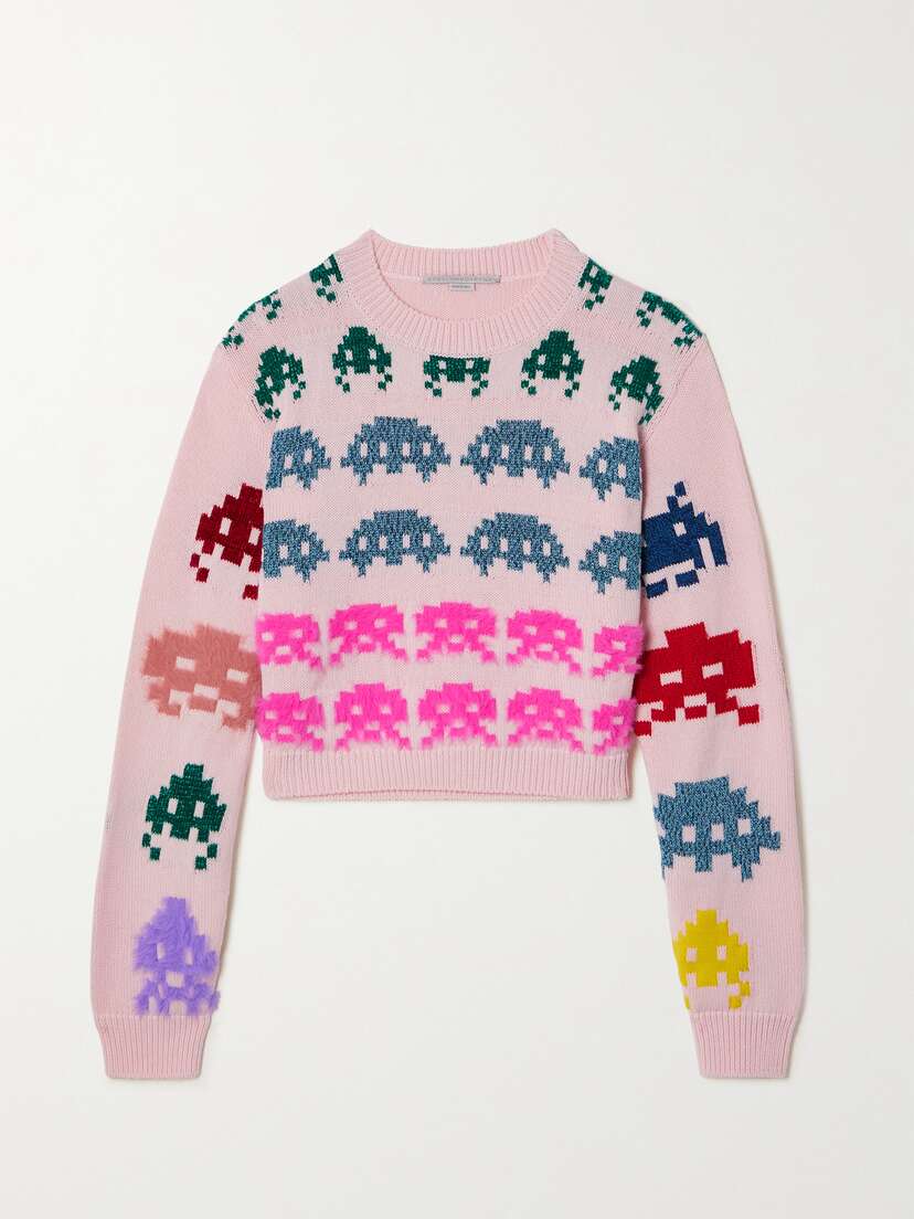 Stella McCartney Game On Metallic Intarsia-knit Sweater