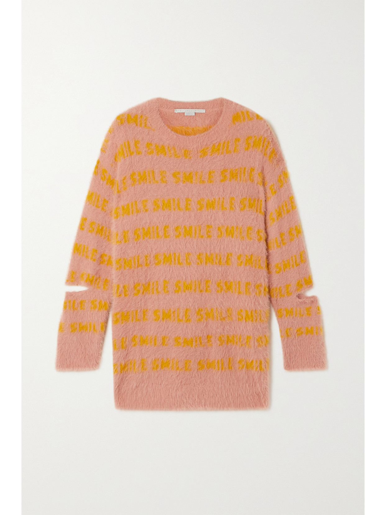 Stella Mccartney Fluffy Typographic Slash-sleeve Oversized Sweater In Orange