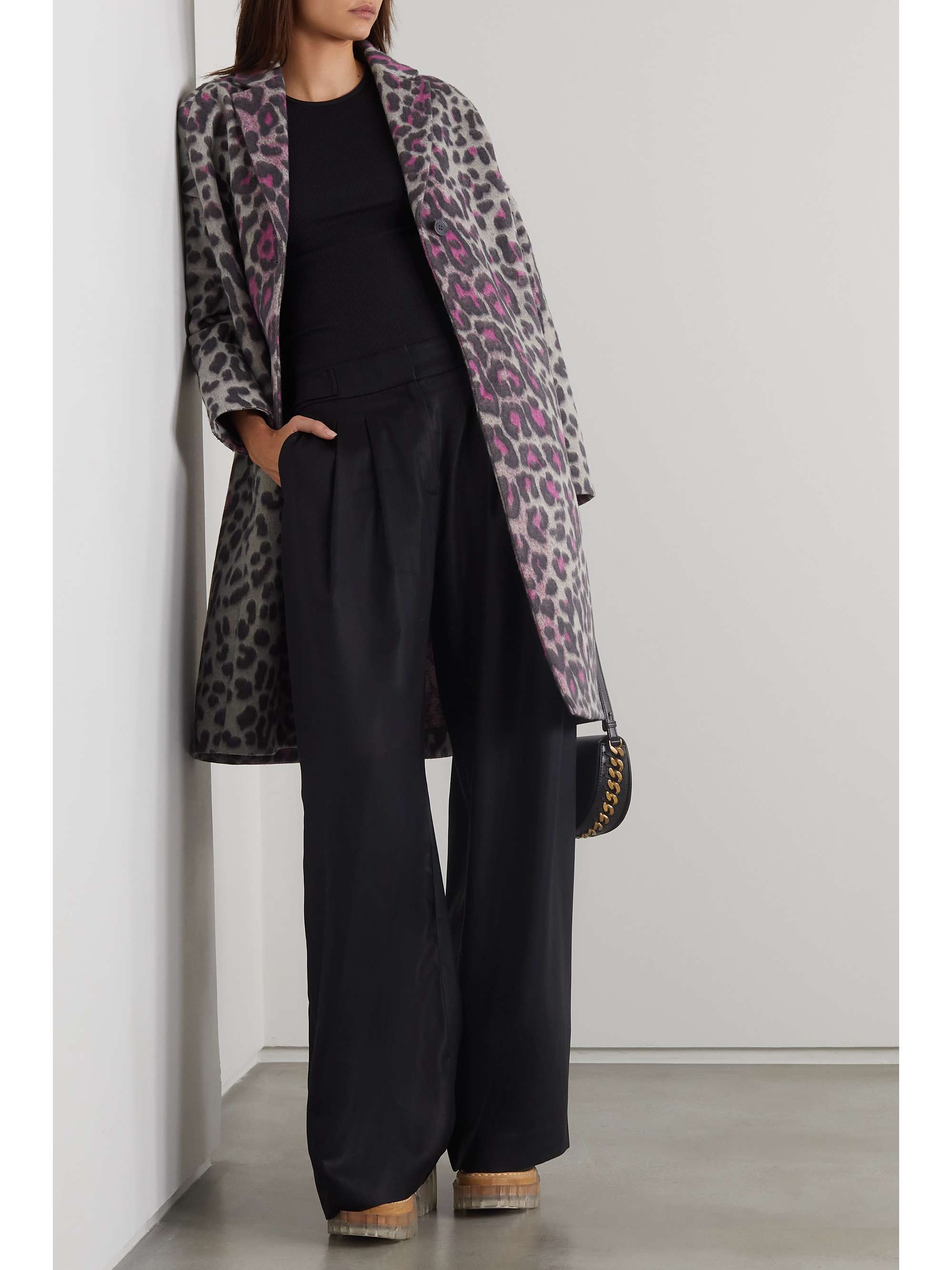 leopard print wool coat