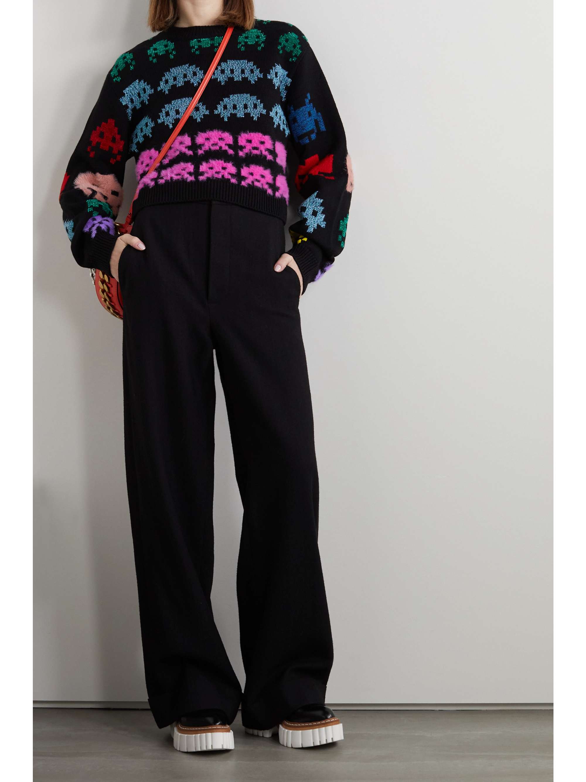 Black Game On metallic intarsia-knit 