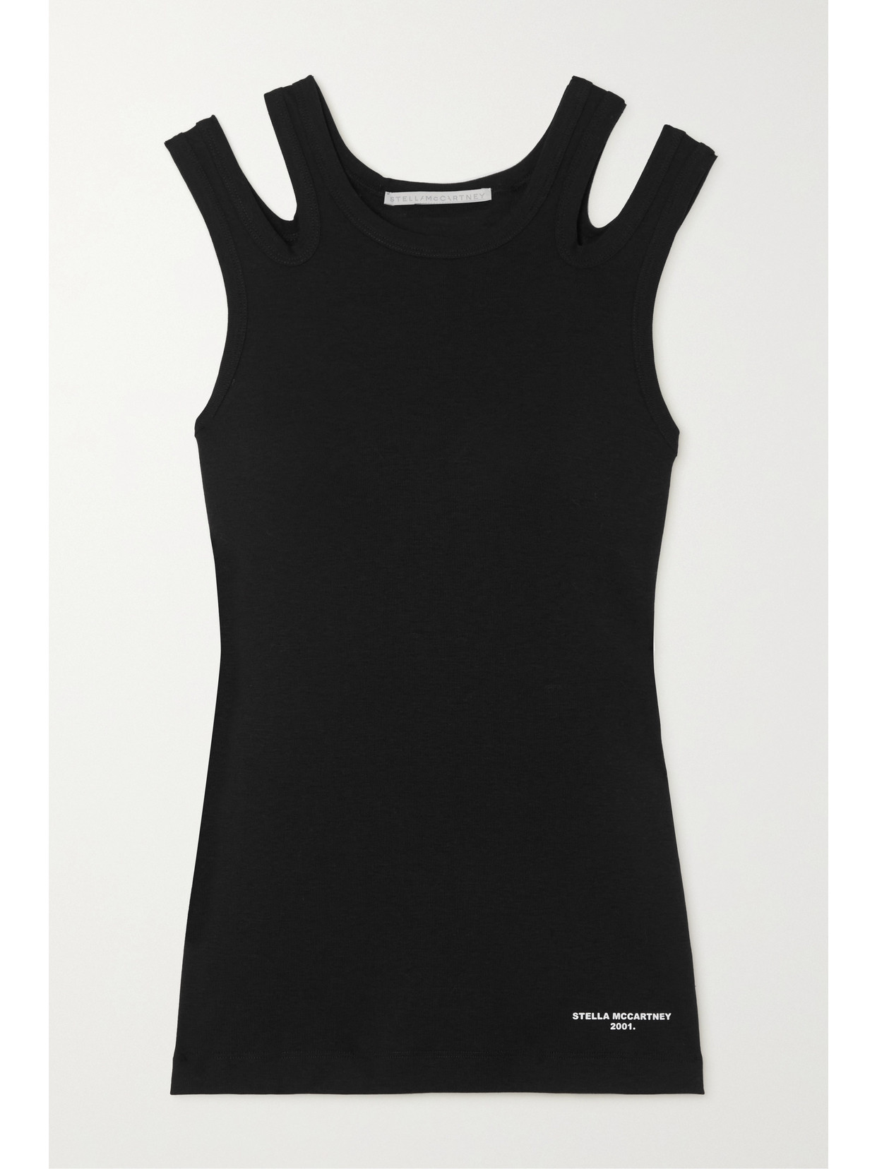 Stella Mccartney Cold-shoulder Printed Lyocell And Cotton-blend Jersey Tank In Black
