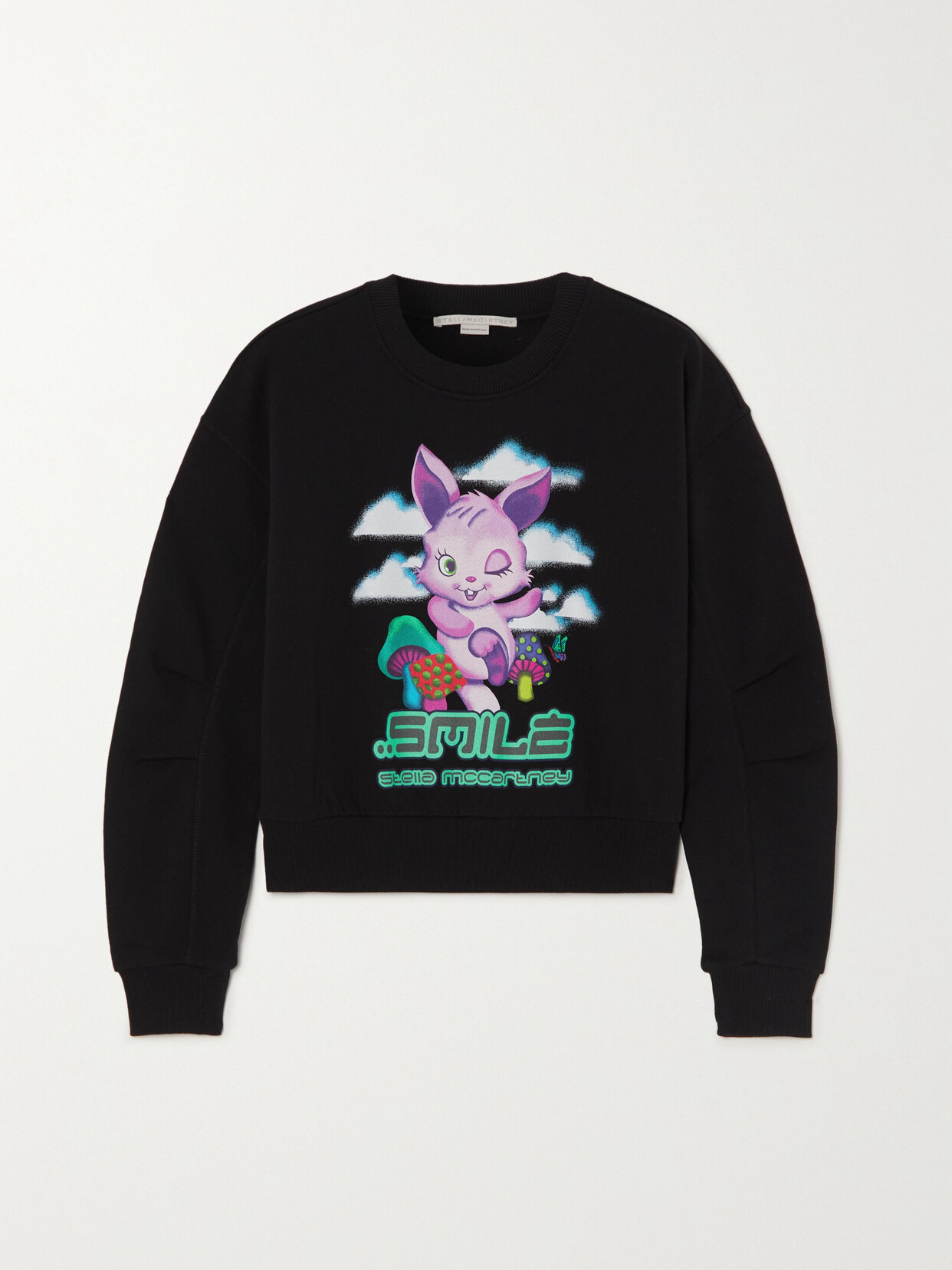 Stella McCartney - Smile Bunny Printed Organic Cotton And Lyocell-blend Jersey Sweatshirt - Black 22 Awaiting product image