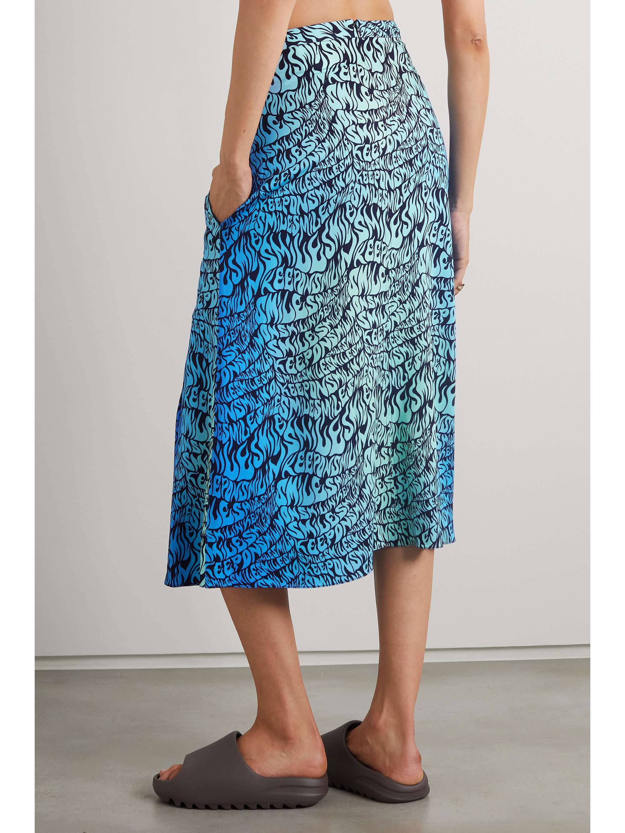 STELLA MCCARTNEY Printed crepe de chine midi skirt
