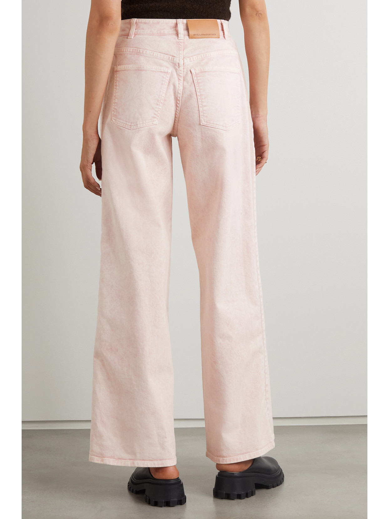 Stella Mccartney Canvas-trimmed High-rise Wide-leg Jeans In Orange