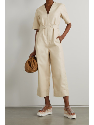 Stella McCartney Cropped belted vegetarian fabric jumpsuit