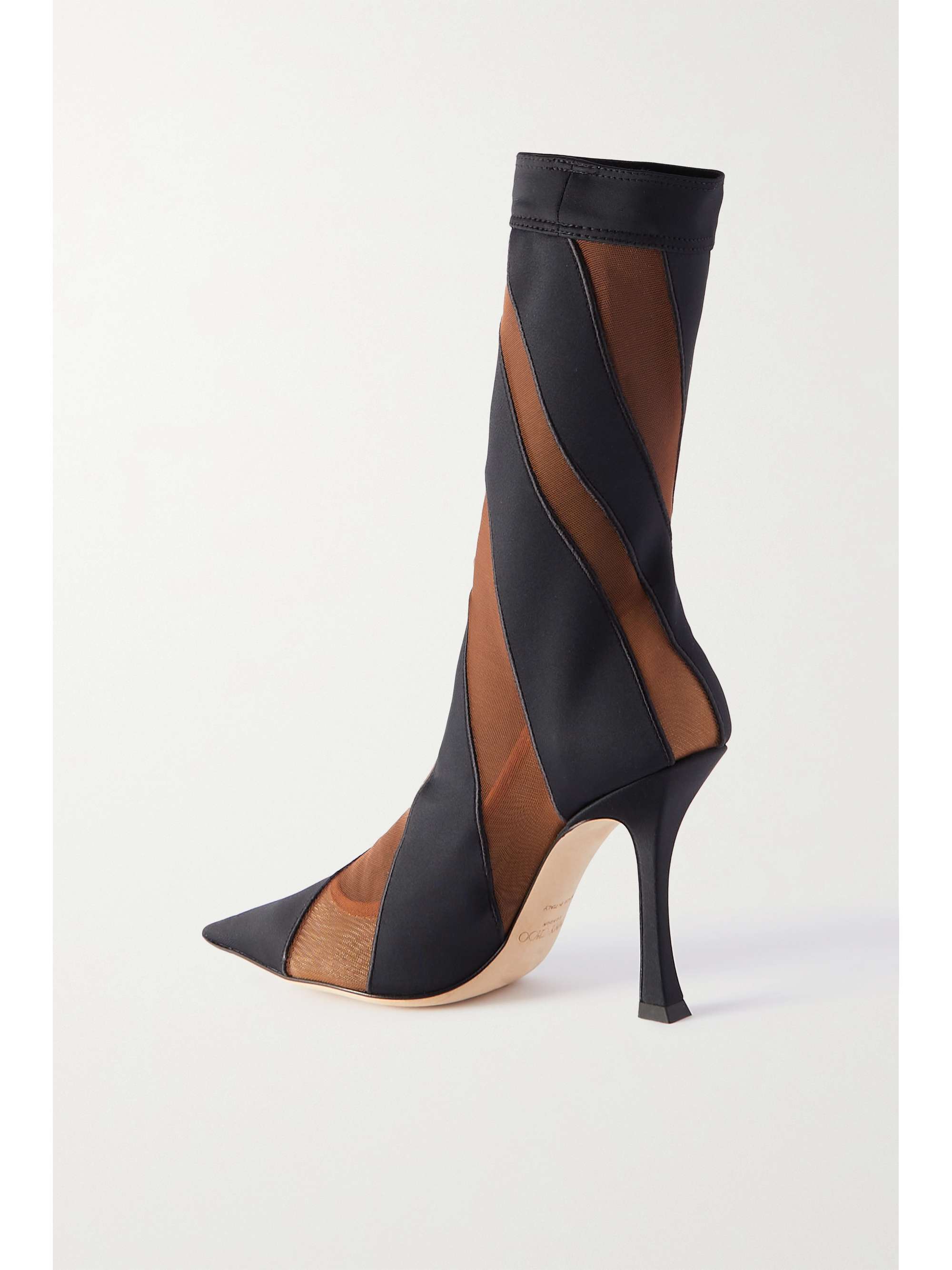 Black + Mugler 100 twotone jersey and mesh sock boots JIMMY CHOO