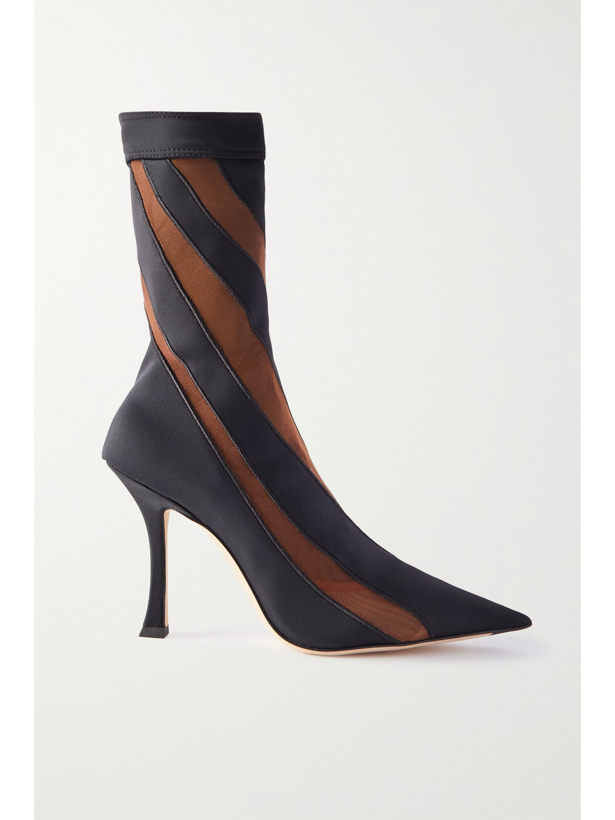 Jimmy Choo + Mugler 100 Twotone Jersey And Mesh Sock Boots In Black