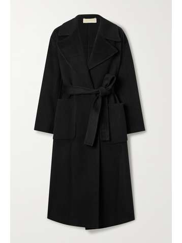 michael kors black coat with belt