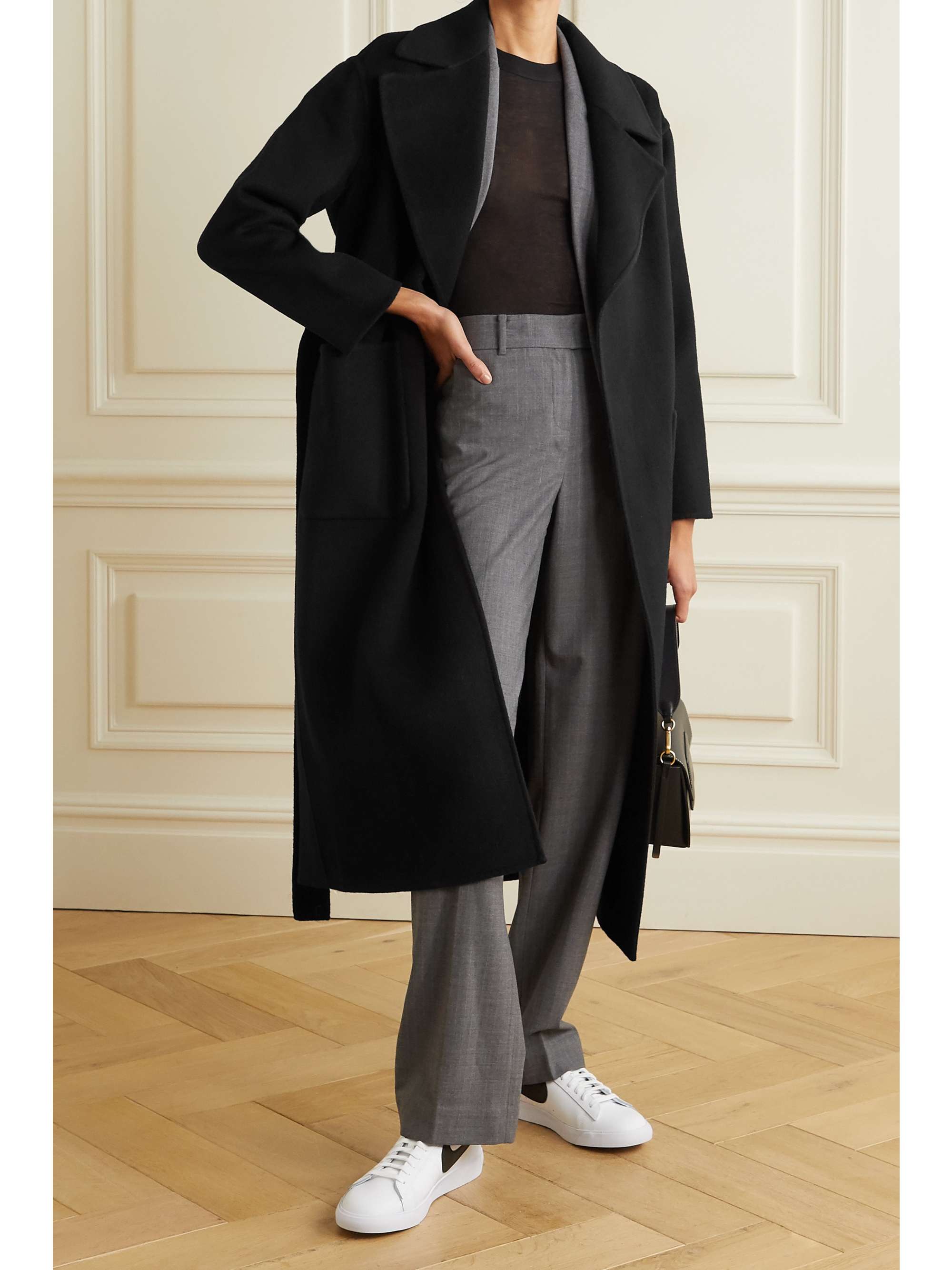 Black Belted wool-blend felt coat | MICHAEL MICHAEL KORS | NET-A-PORTER