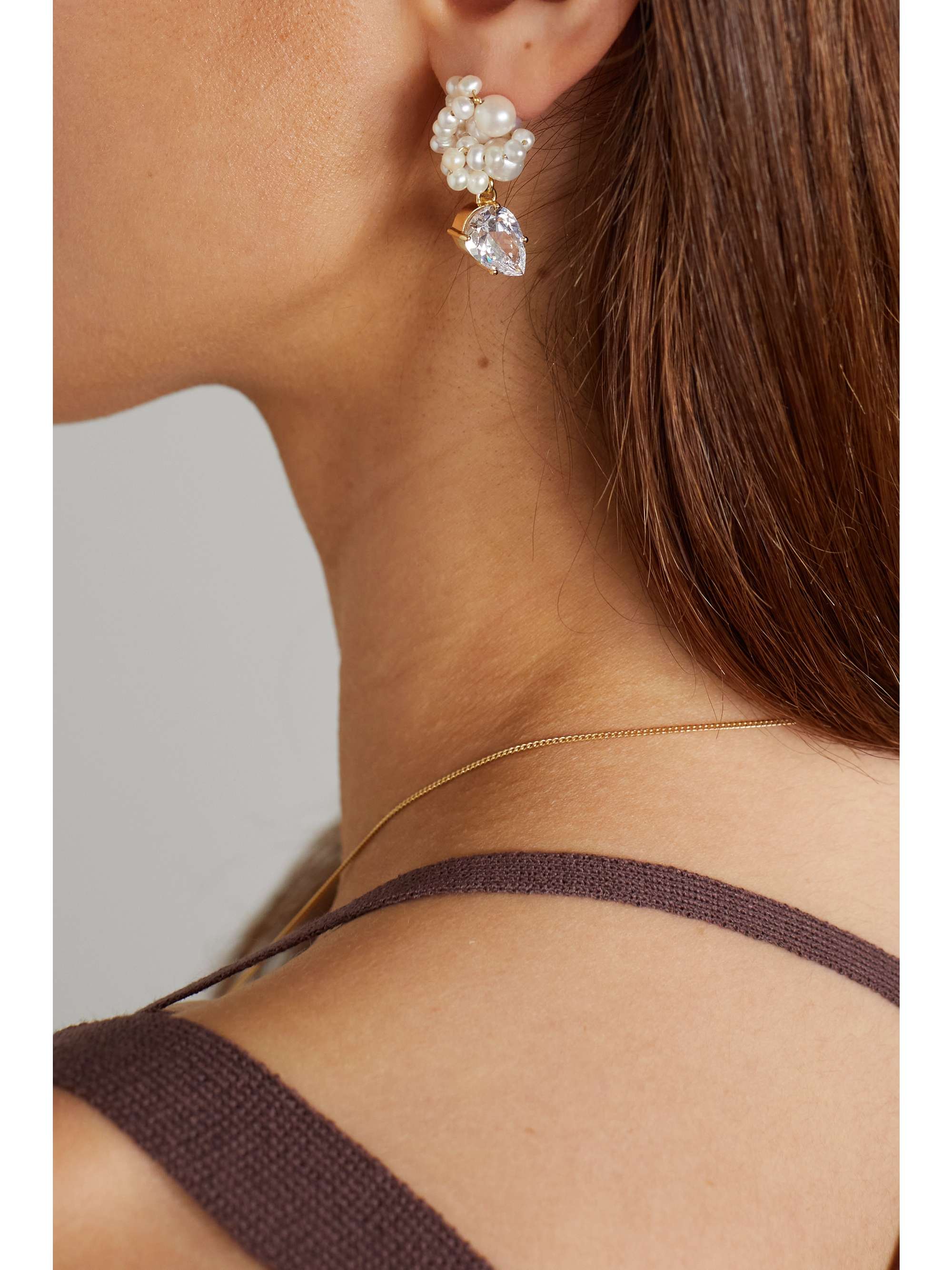 Dark Paradise gold-plated, pearl and zirconia earrings Dark Paradise gold-plated, pearl and zirconia earrings