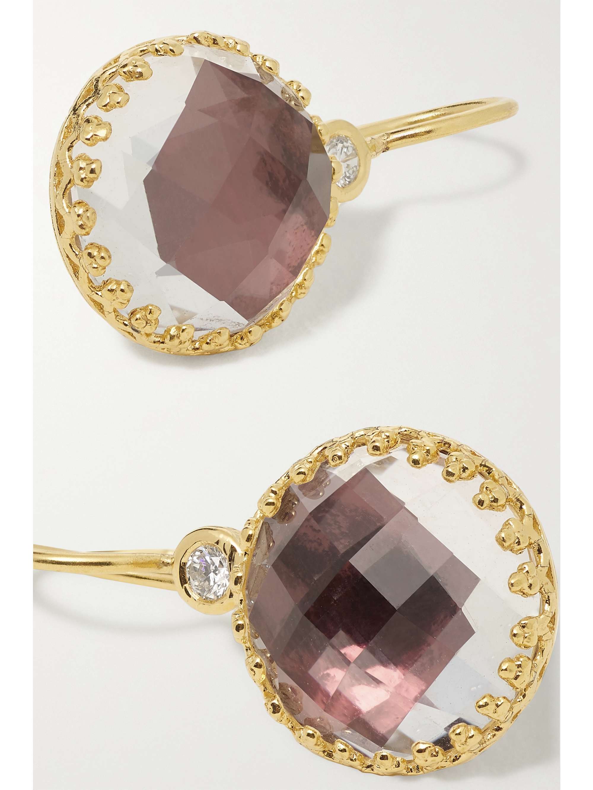 LARKSPUR & HAWK Olivia Button small 18-karat gold-dipped, quartz and diamond earrings