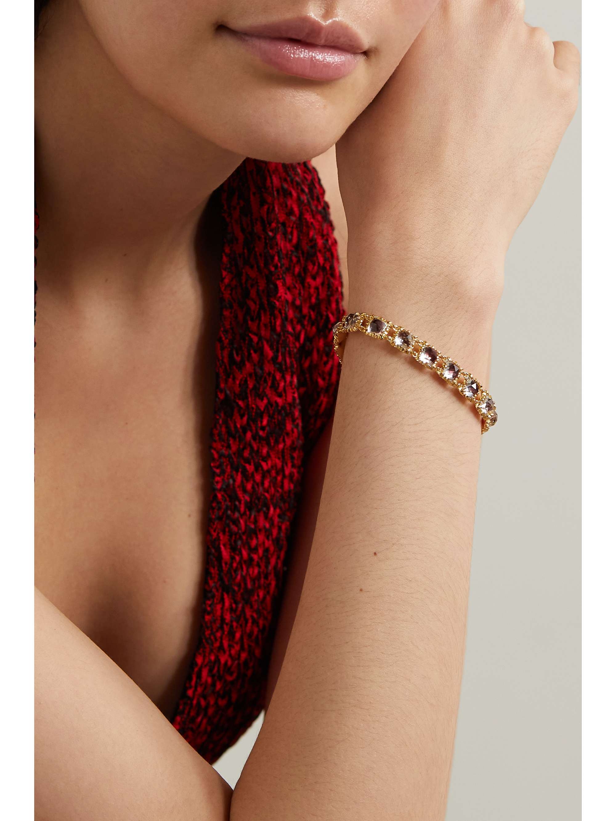 LARKSPUR & HAWK Bella Small Jeu de Paume 18-karat gold-dipped quartz bracelet