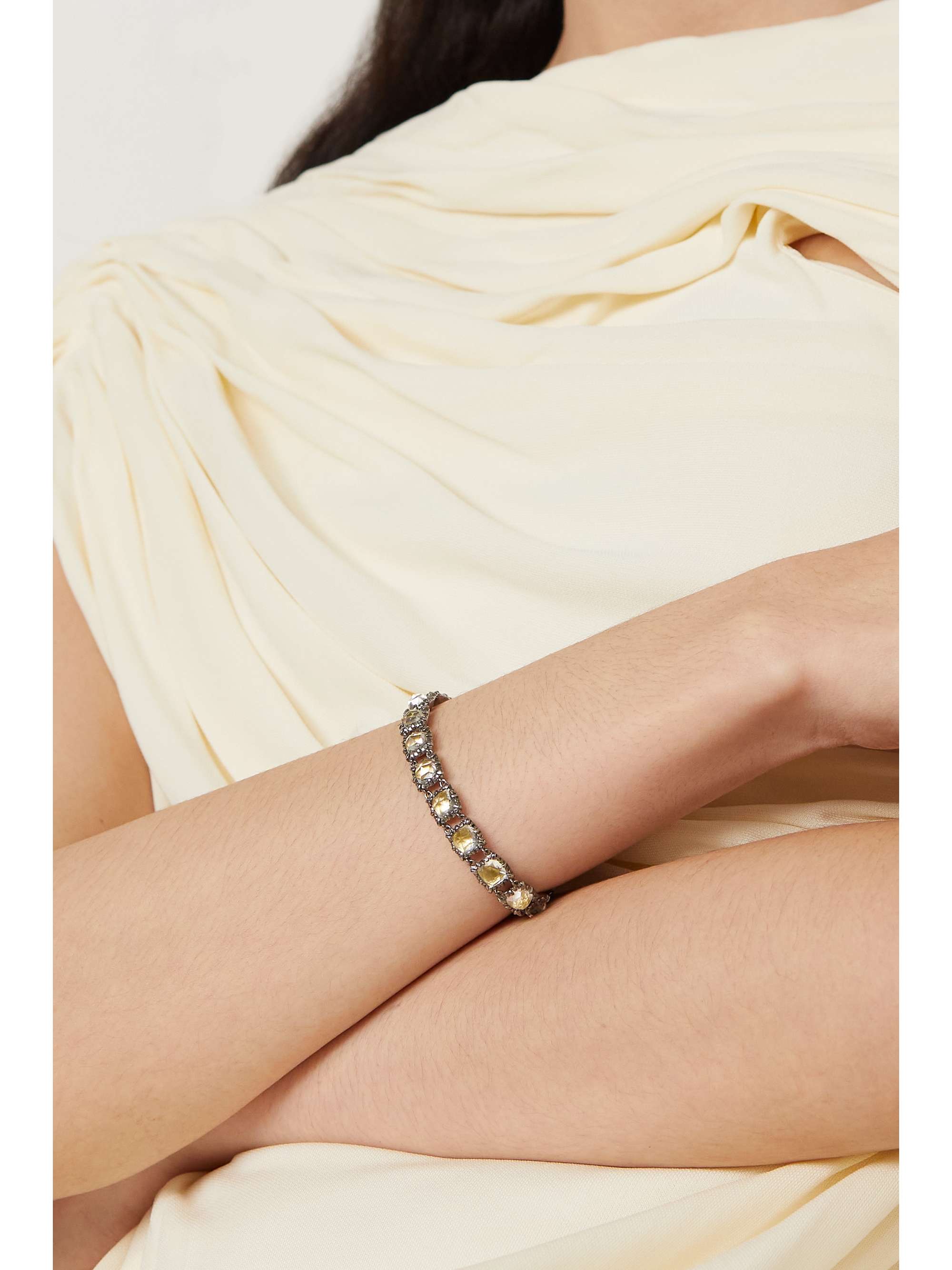 LARKSPUR & HAWK Bella Small Jeu de Paume rhodium-dipped quartz bracelet