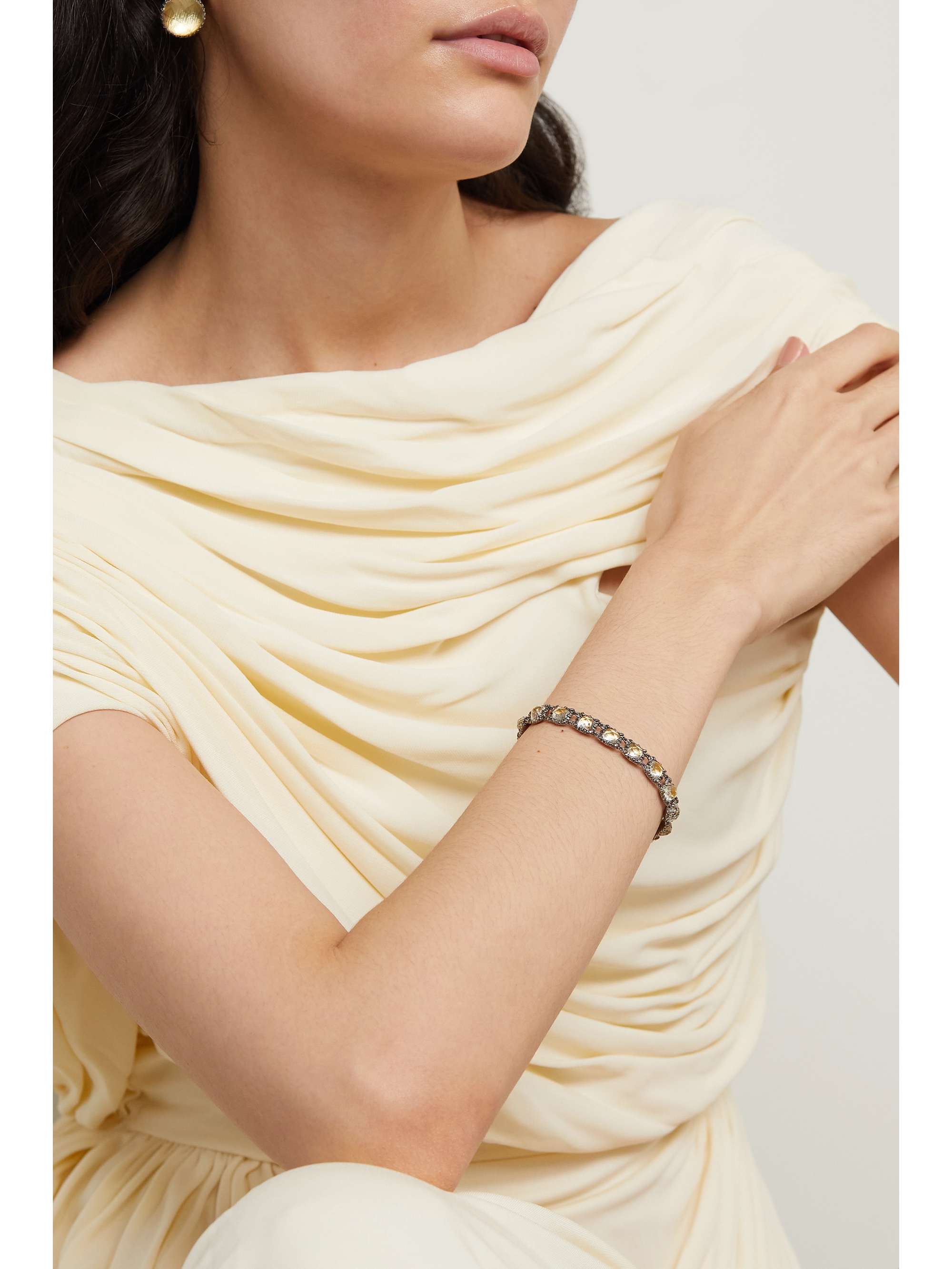 LARKSPUR & HAWK Bella Small Jeu de Paume rhodium-dipped quartz bracelet