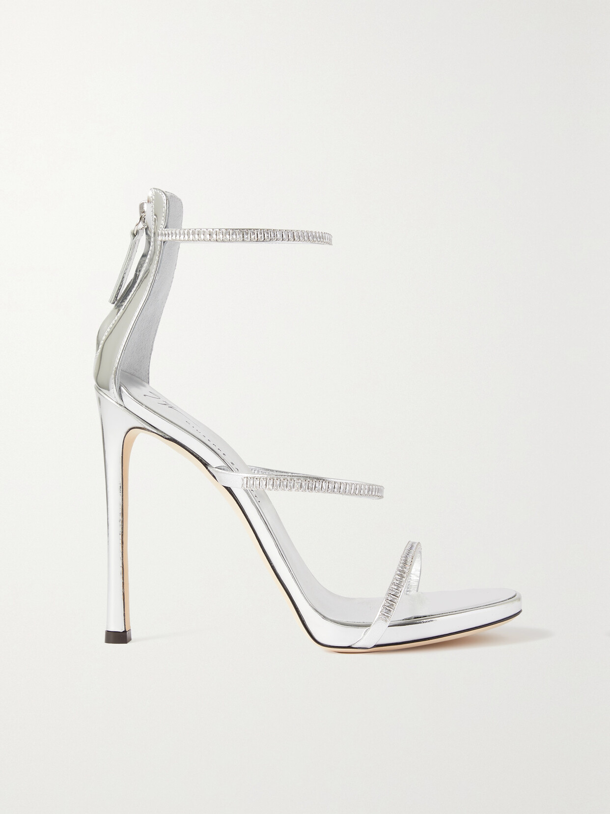 Giuseppe Zanotti South Crystal-embellished Mirrored-leather Sandals - Silver