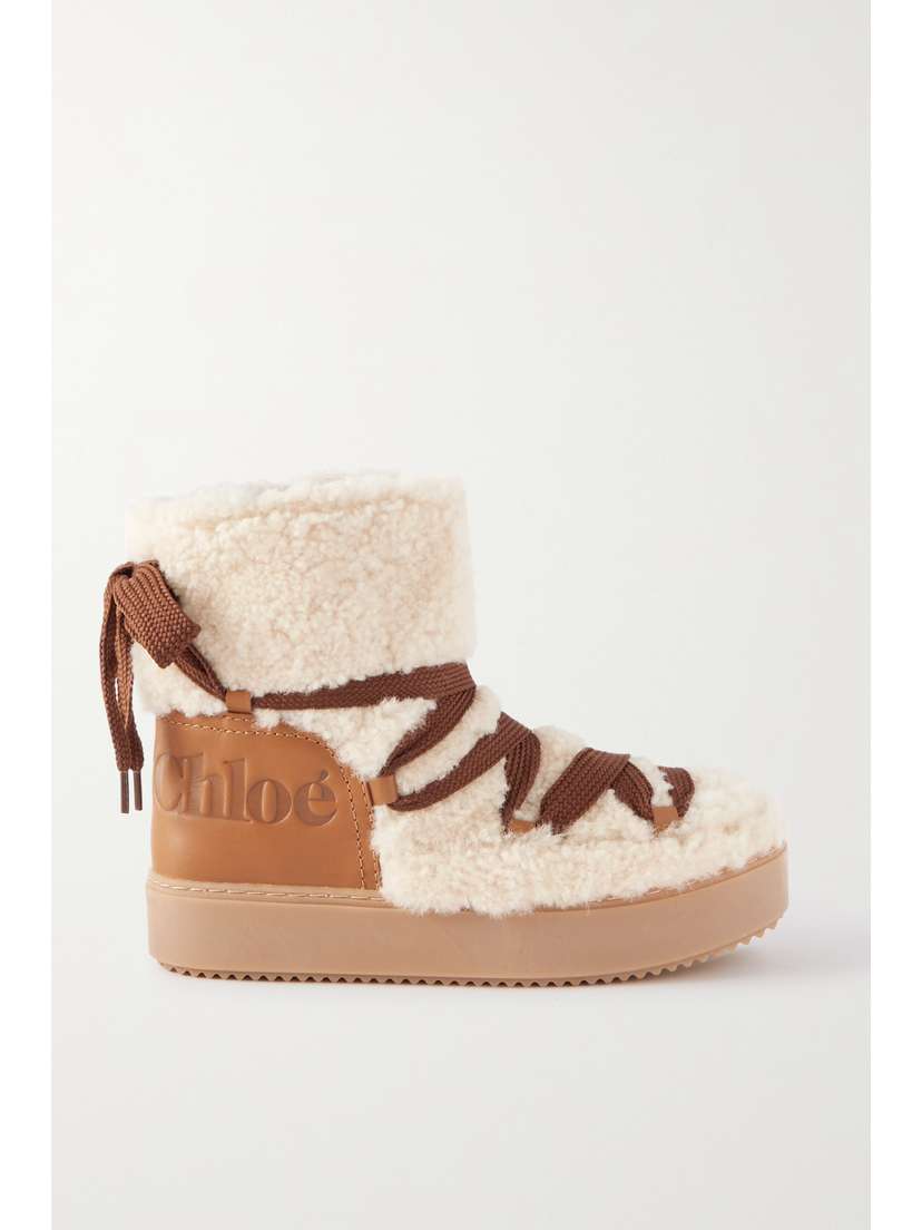 See By Chloé Charlee Leather And Shearling Ankle Boots