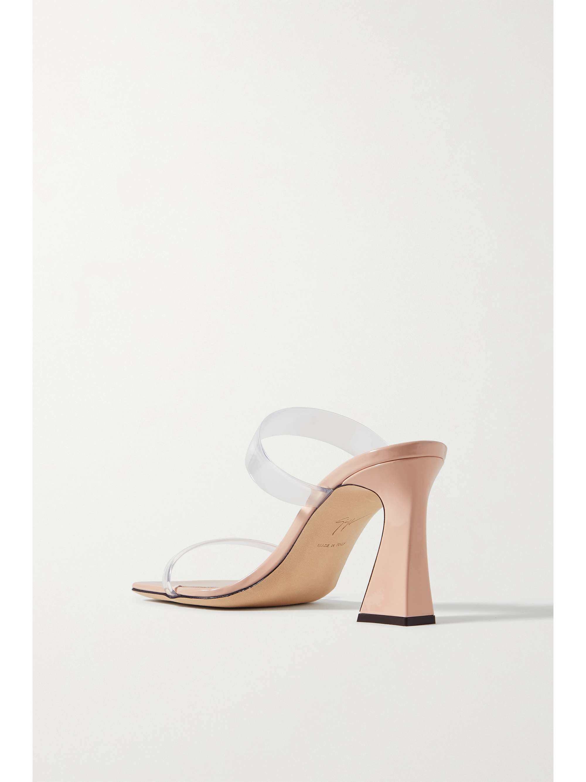 GIUSEPPE ZANOTTI Vanilla crystal-embellished metallic leather and PVC mules