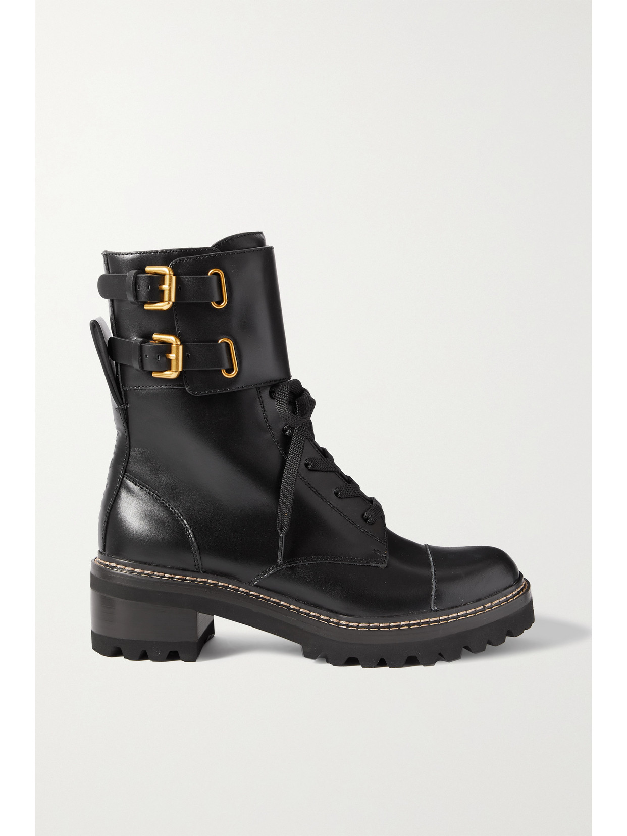 SEE BY CHLOÉ MALLORY BUCKLED LEATHER ANKLE BOOTS