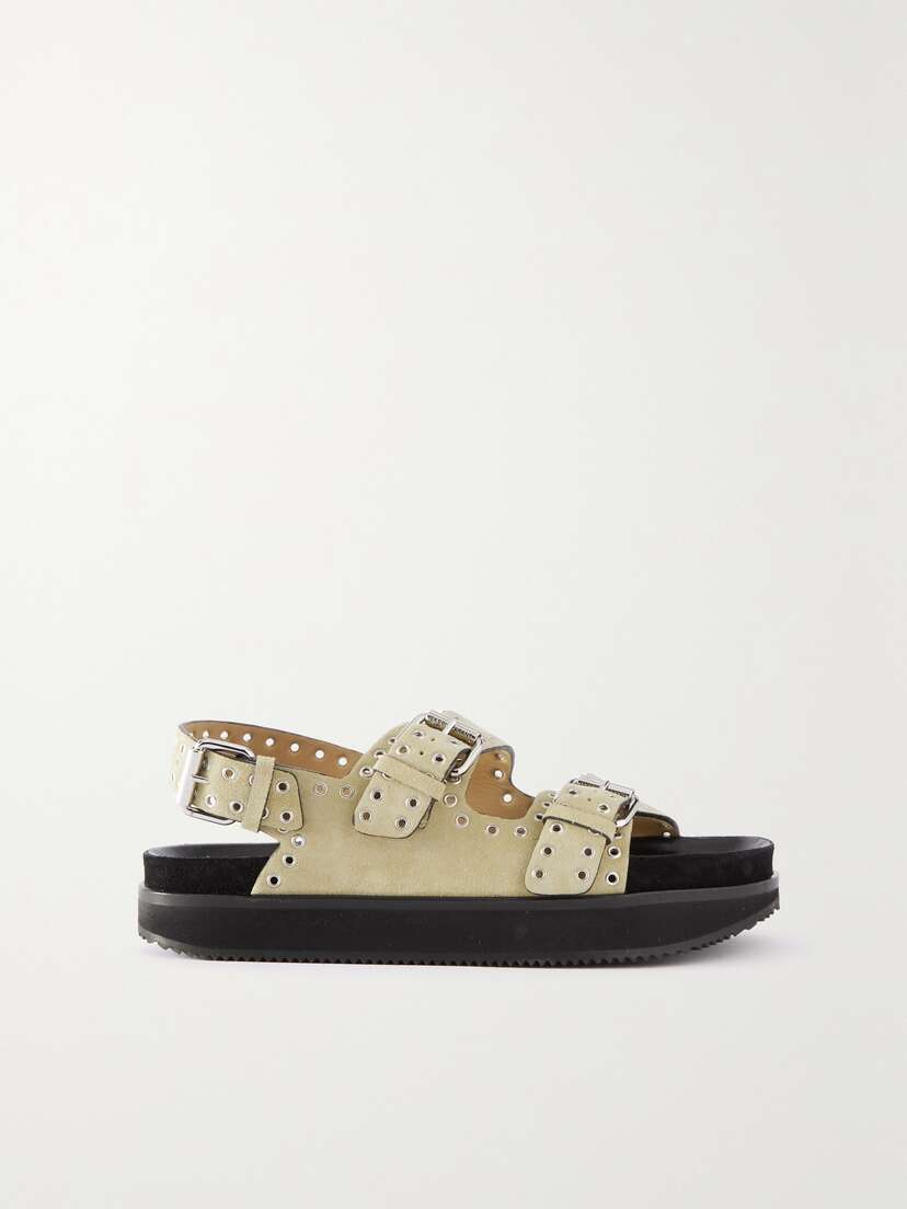 Isabel Marant Ophie Eyelet-embellished Buckled Suede Sandals