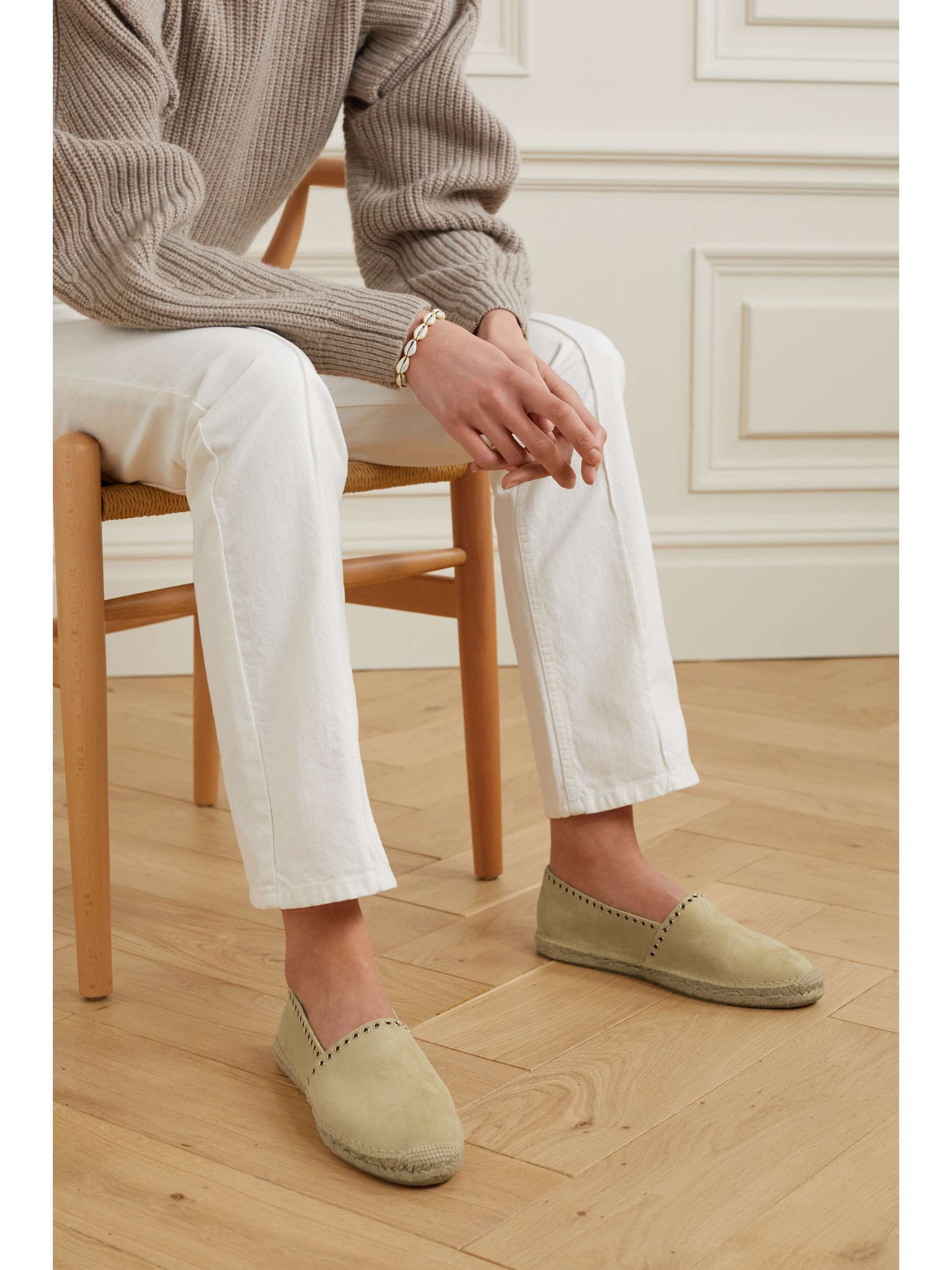 ISABEL MARANT Canae eyelet-embellished suede espadrilles