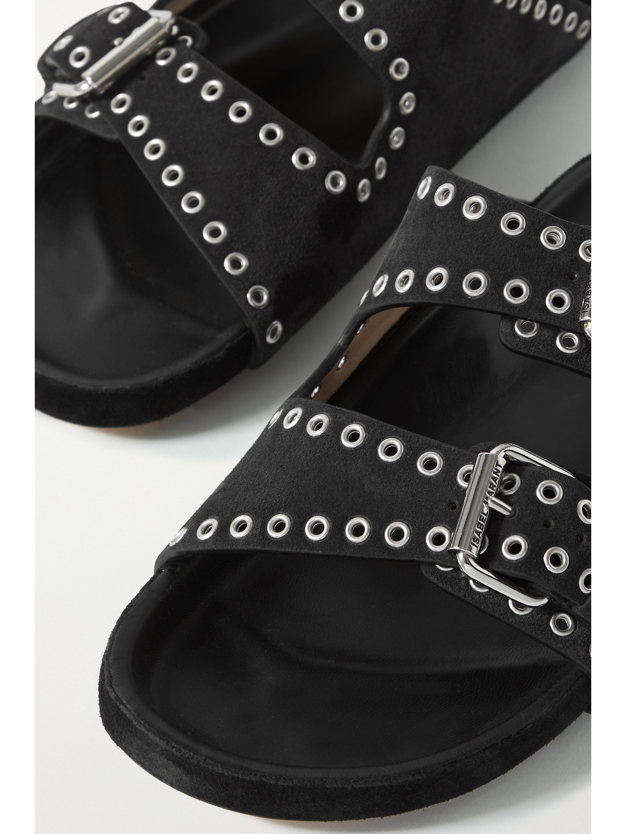 Shop Isabel Marant Lennyo Studded Suede Slides In Black