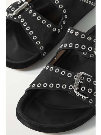 isabel marant lennyo grommet suede slides