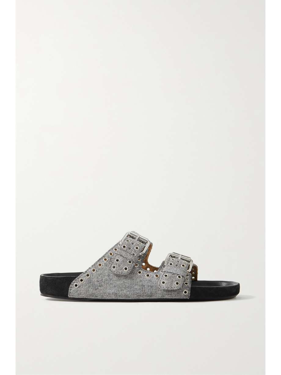 isabel marant lennyo grommet denim slides