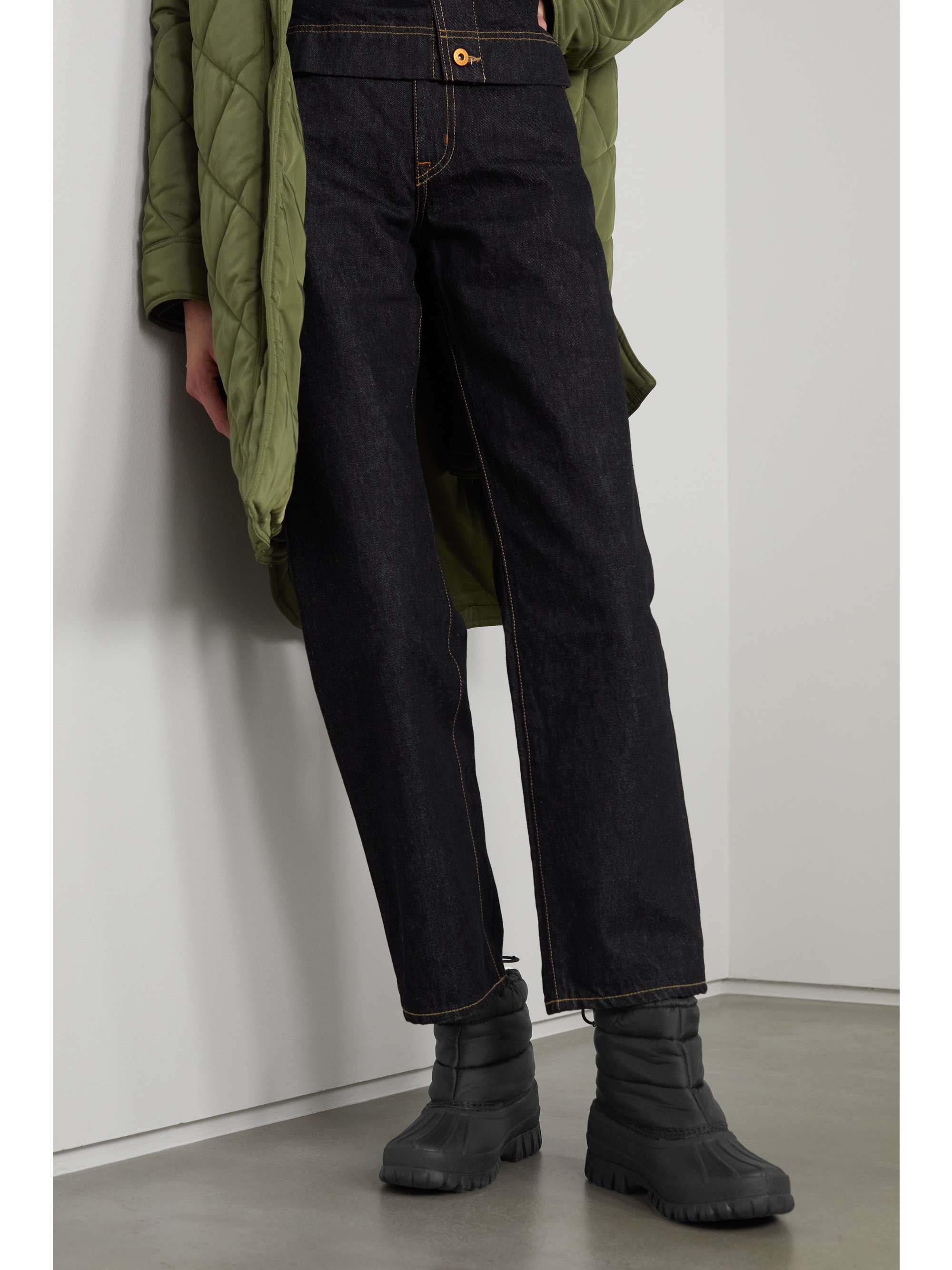 LOEFFLER RANDALL Duval leather-trimmed quilted shell and rubber ankle boots
