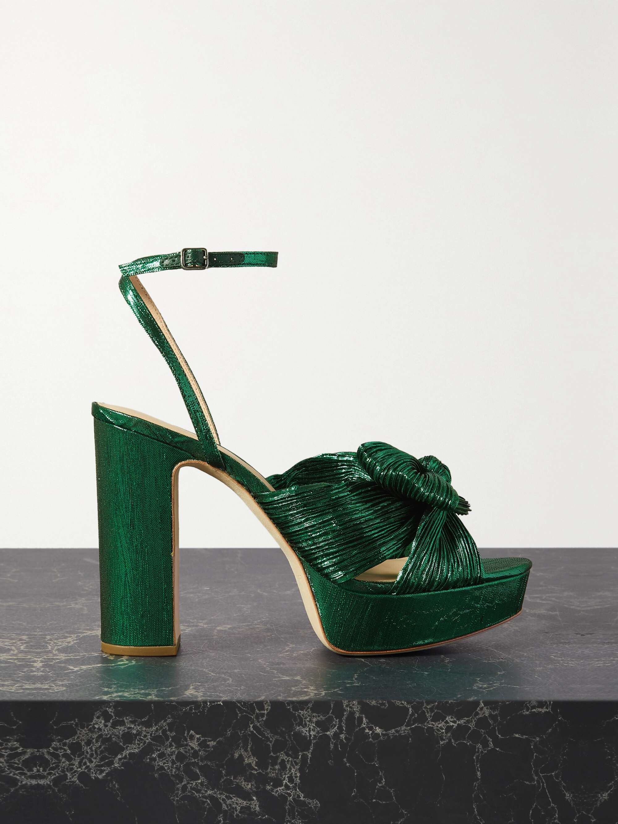 green platform sandals
