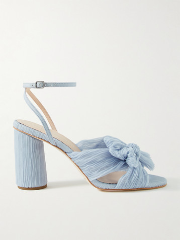 Loeffler Randall Camellia bow-embellished plissé-organza sandals