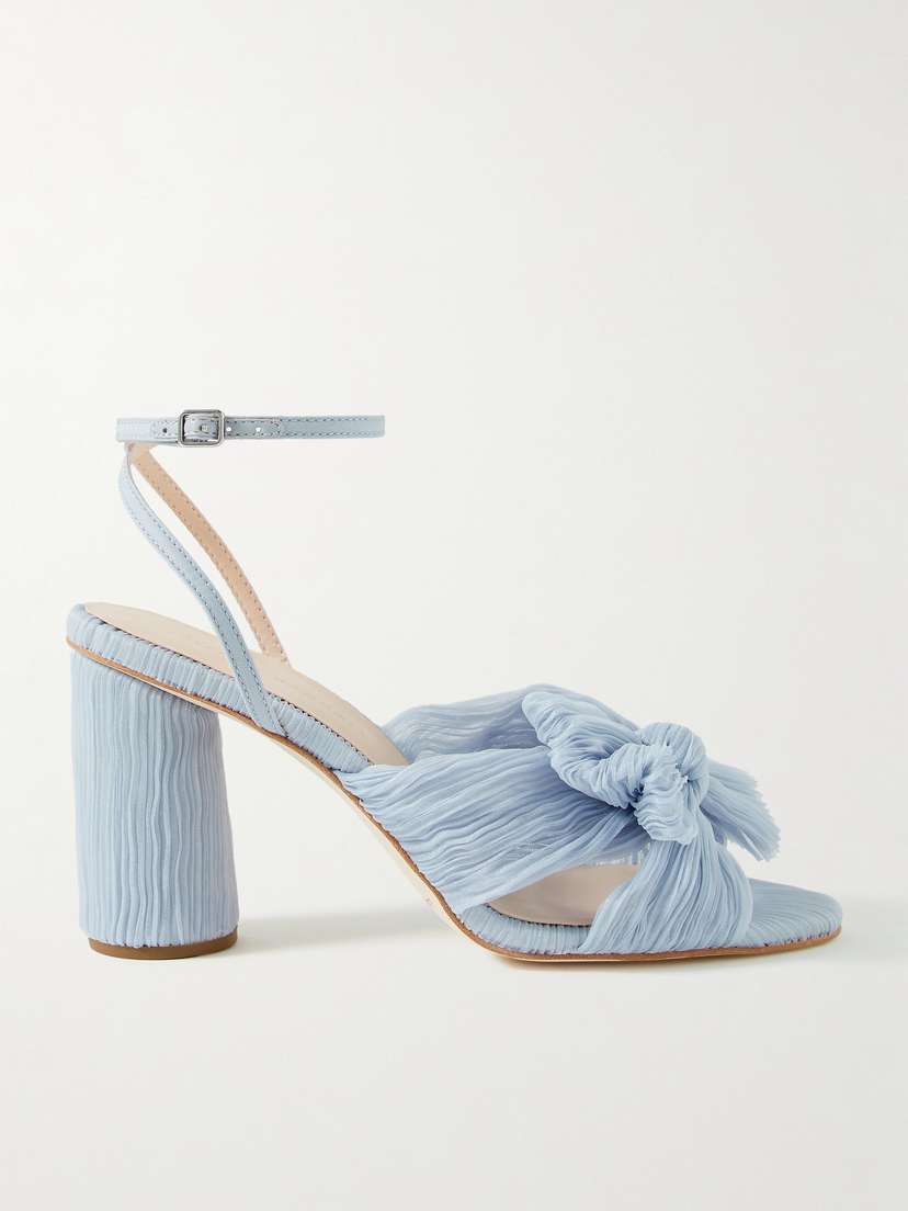 Loeffler Randall Camellia Bow-embellished Plissé-organza Sandals