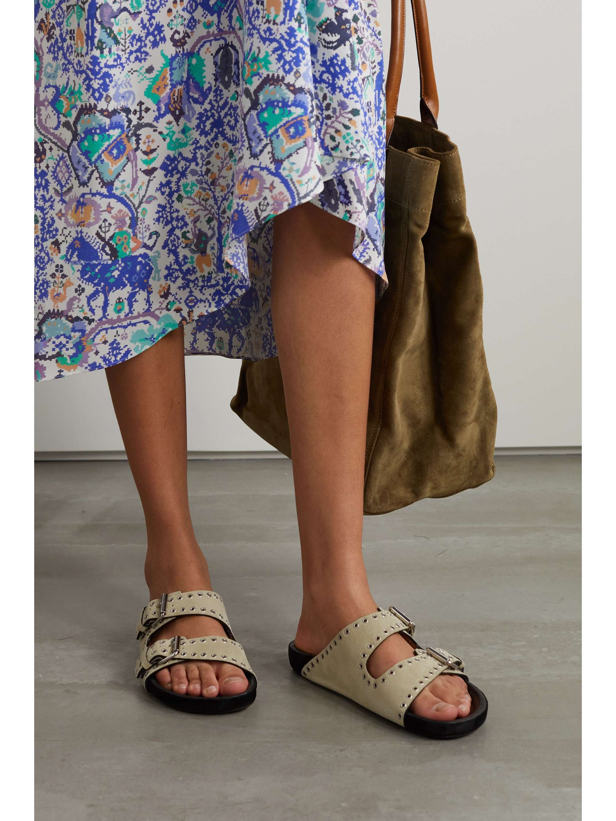 isabel marant lennyo grommet suede slides