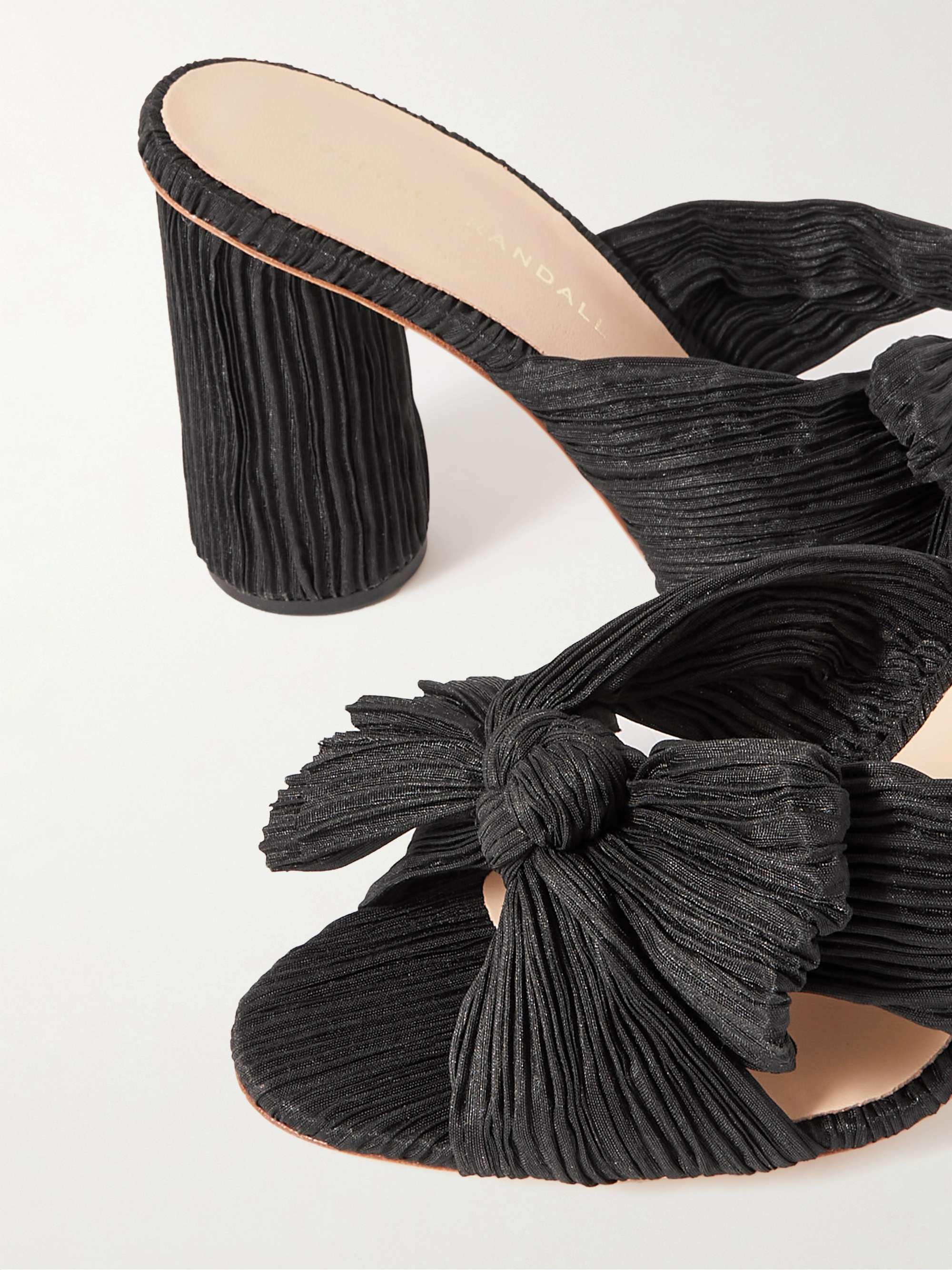 LOEFFLER RANDALL Penny 蝴蝶结饰细褶金属丝面料穆勒鞋