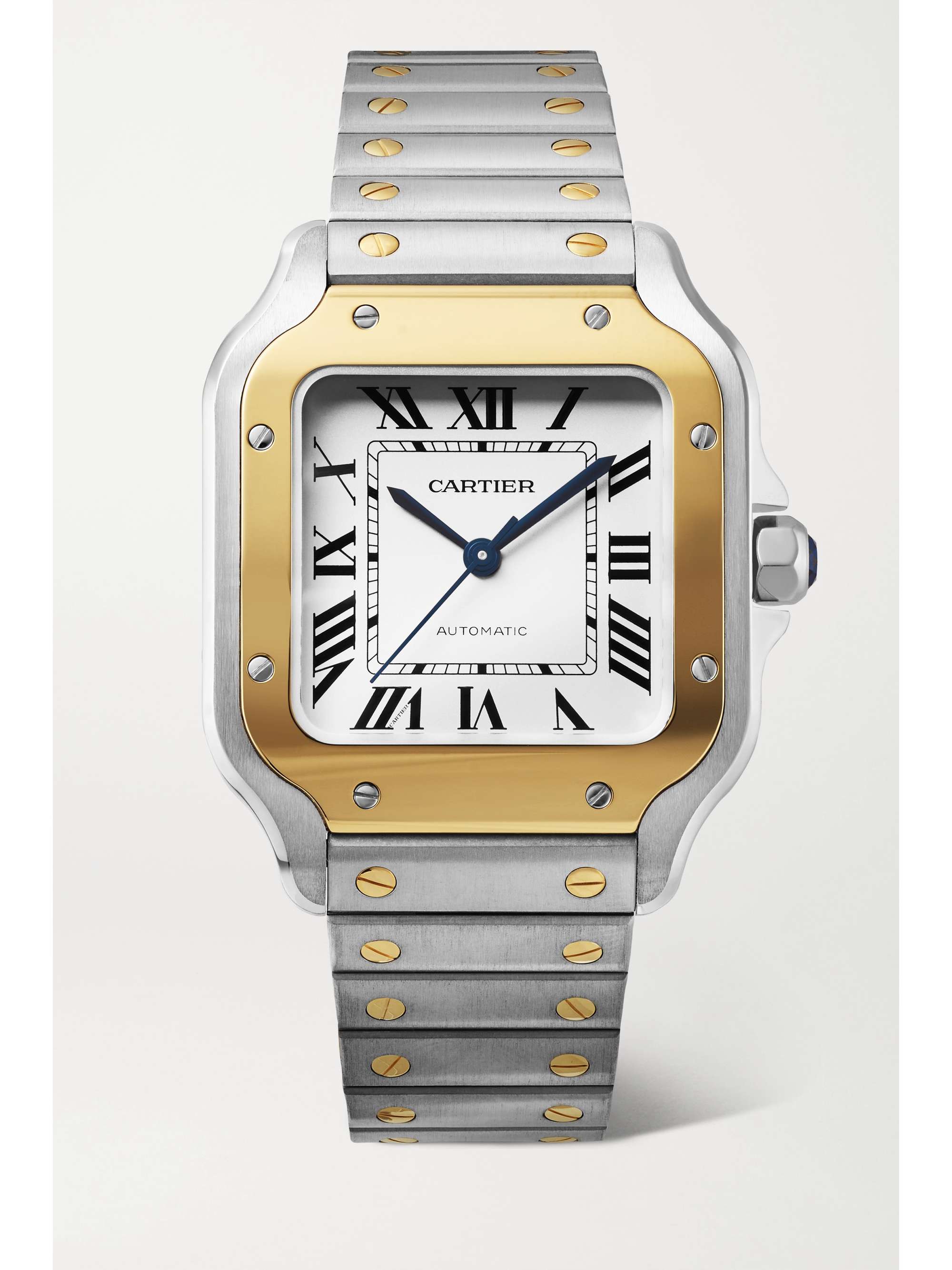 CARTIER Santos de Cartier Automatic 35mm medium stainless steel and 18-karat  gold watch | NET-A-PORTER