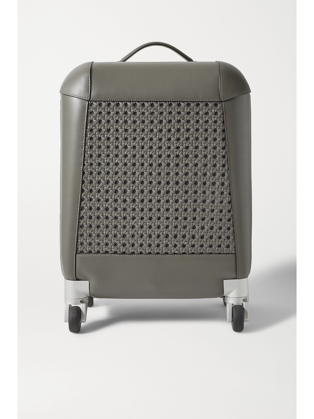 Aviteur Paneled Woven Leather Carry-on Suitcase In Gray