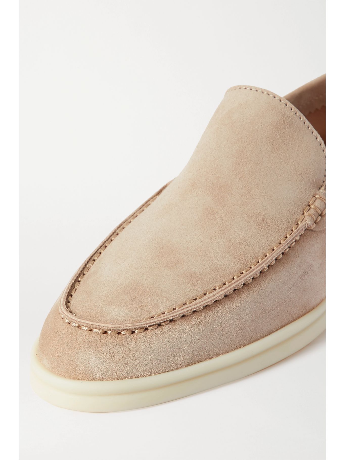 beige backless loafers