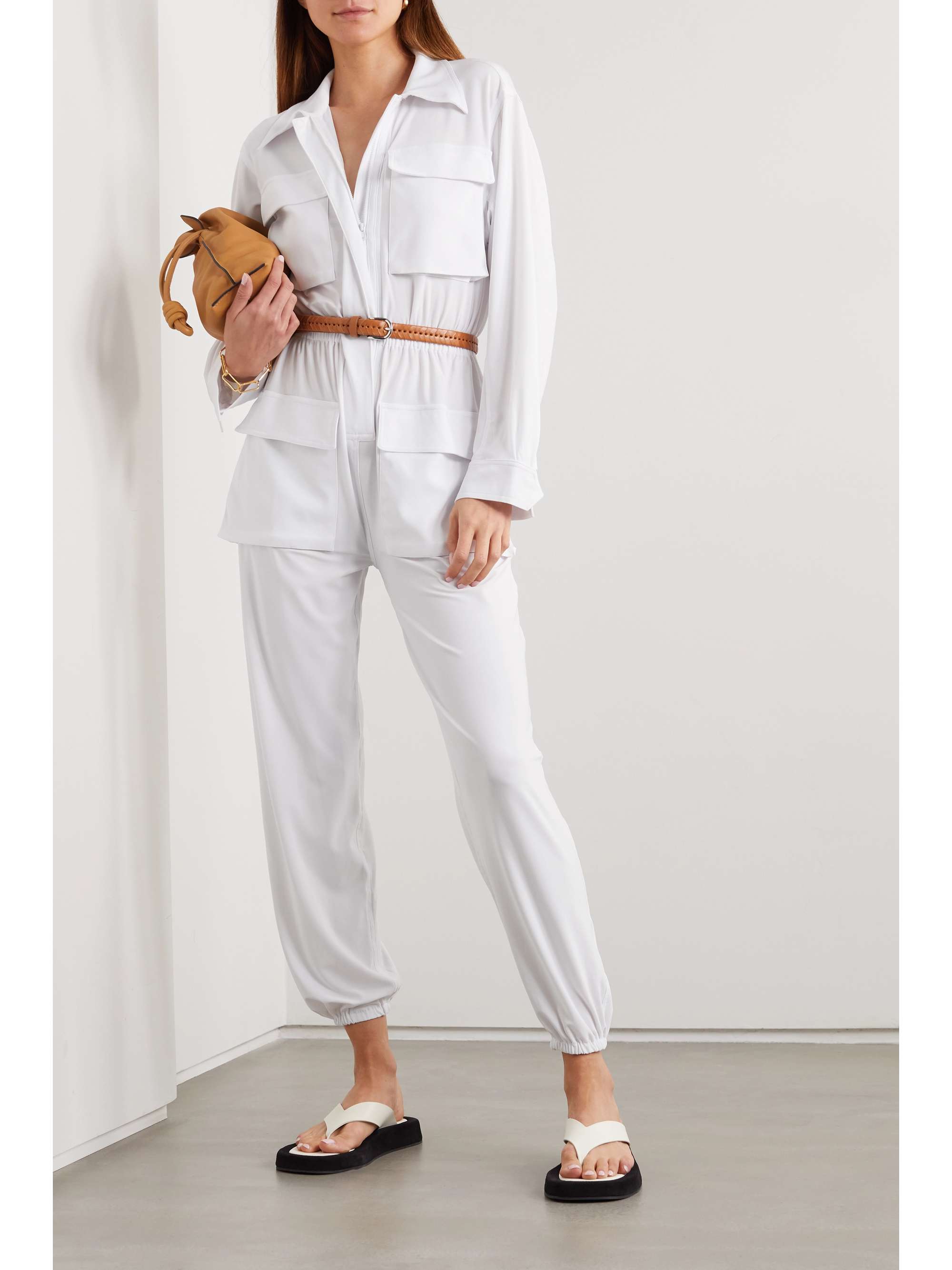 White Cargo Jog stretch-jersey jumpsuit 