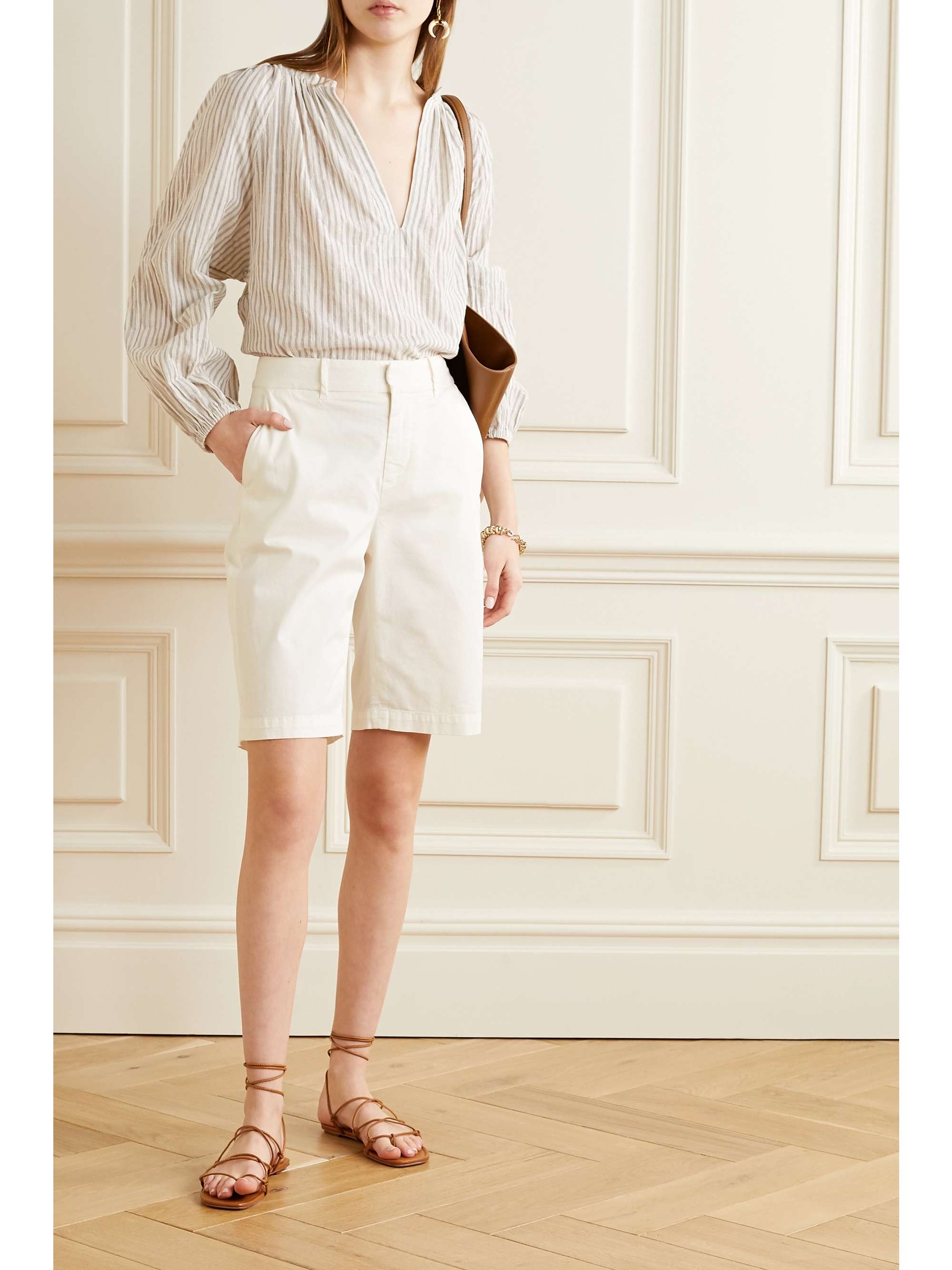 NILI LOTAN Granada stretch-cotton twill shorts