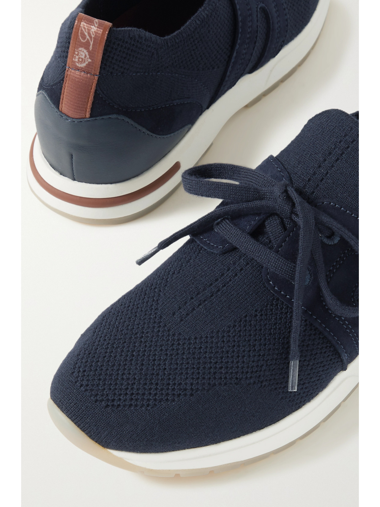 Loro Piana Flexy Lady Wool, Leather And Suede Sneakers In Blue