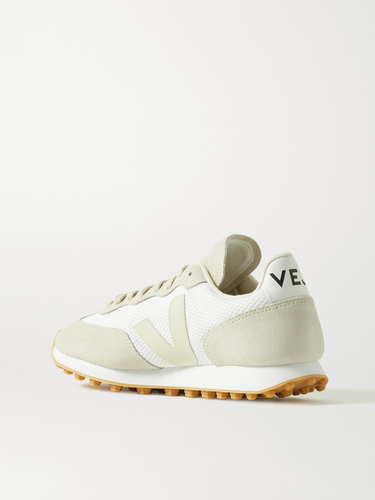 Shop Veja + Net Sustain Rio Branco Leather-trimmed Suede And Mesh Sneakers In White