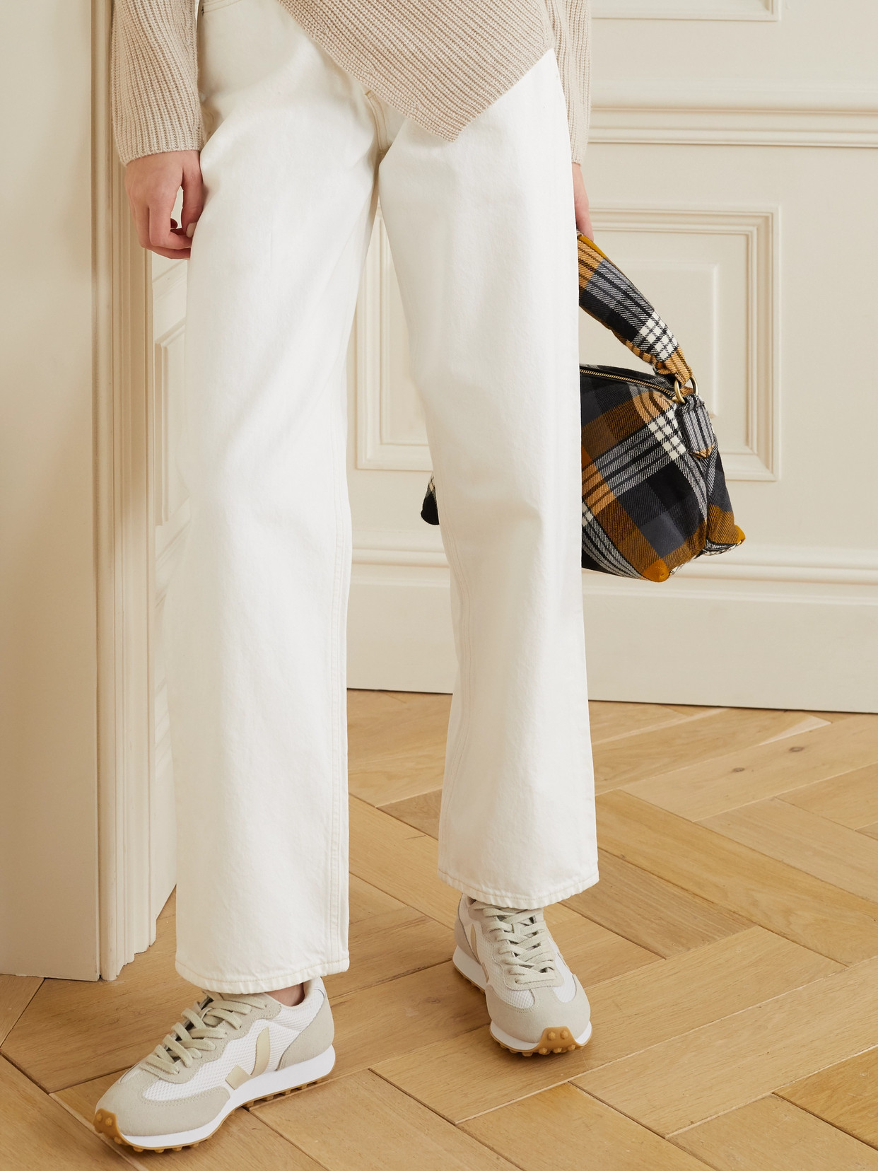 Veja + Net Sustain Rio Branco Leather-trimmed Suede And Mesh Sneakers In White