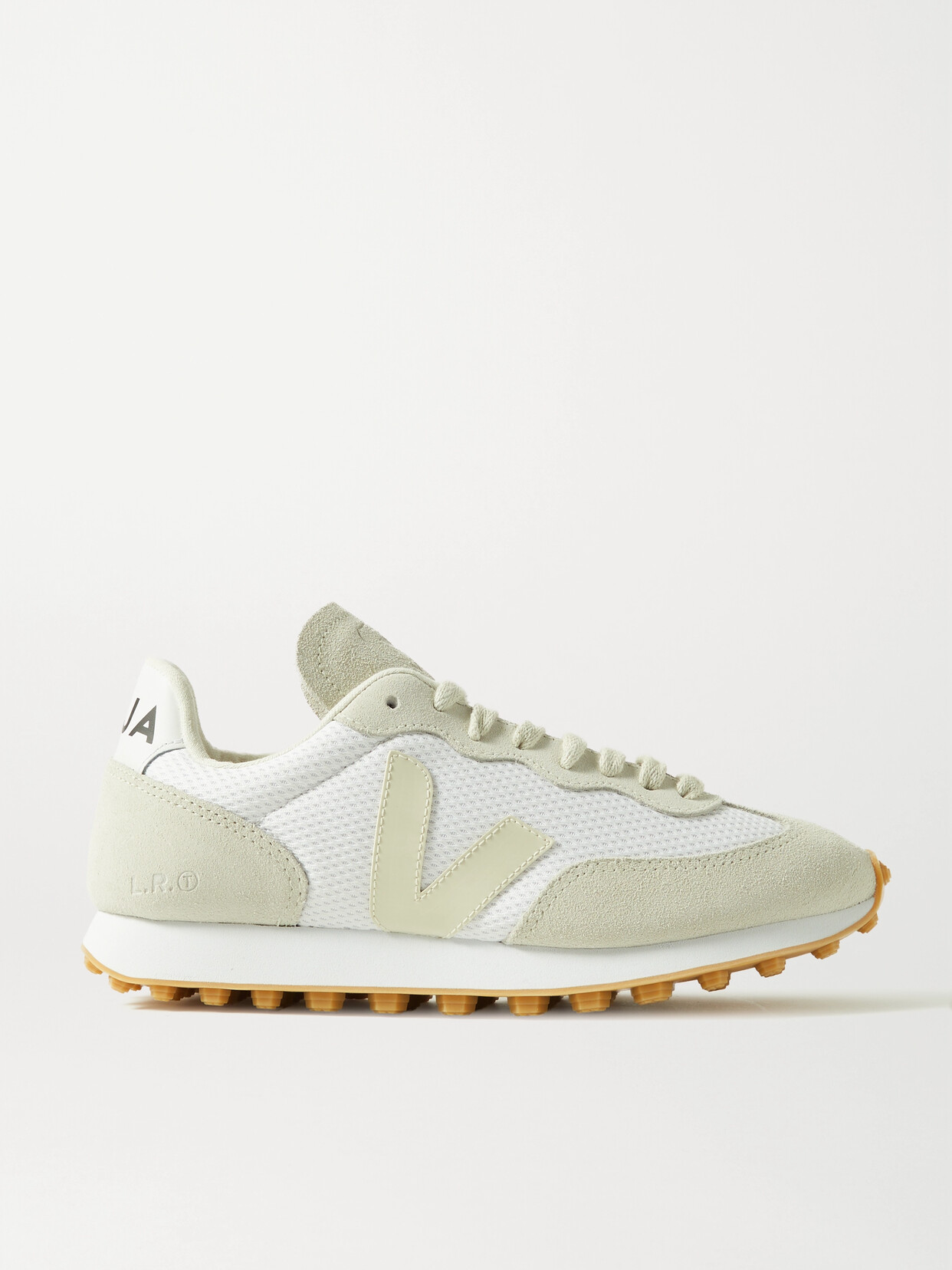 Shop Veja + Net Sustain Rio Branco Leather-trimmed Suede And Mesh Sneakers In White