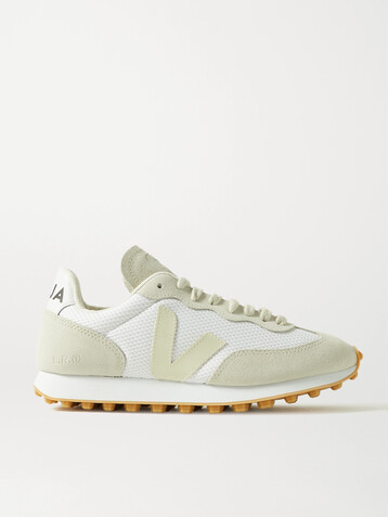Veja + NET SUSTAIN Rio Branco leather-trimmed suede and mesh sneakers