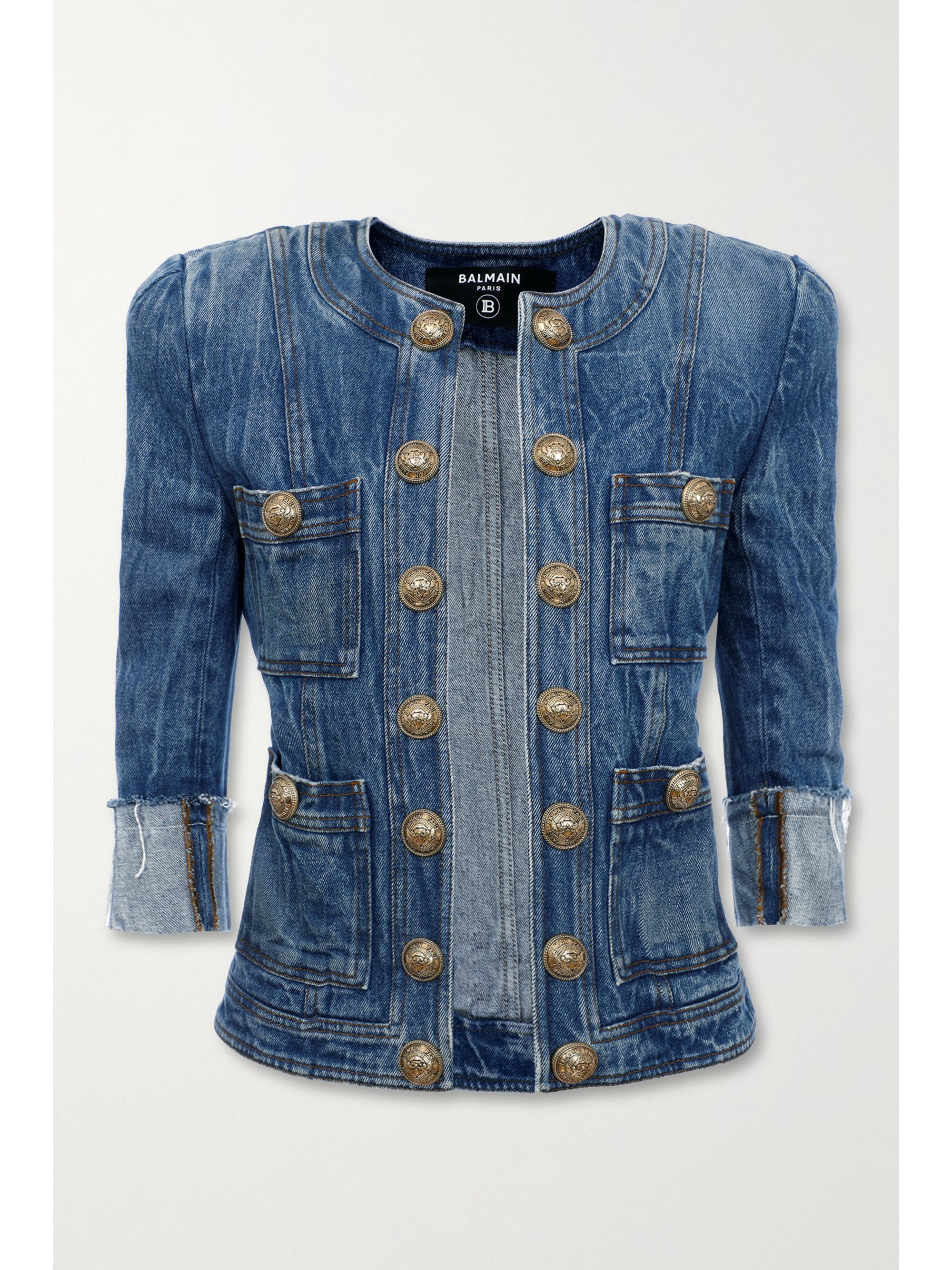 balmain distressed denim jacket
